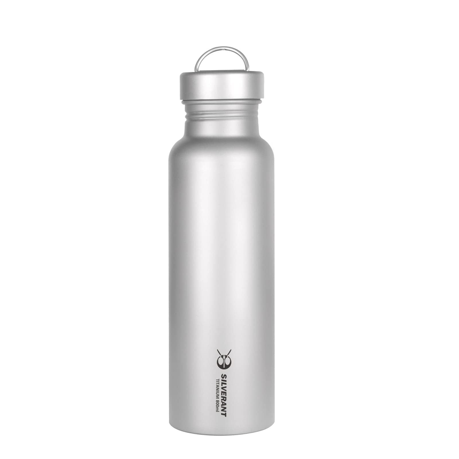 SILVERANT Titanium Ultralight 800ml/27 fl oz Leakproof Outdoor Camping Hiking Sports Water Bottle with Insulating Thermal Sleeve and Clip Loop Cap
