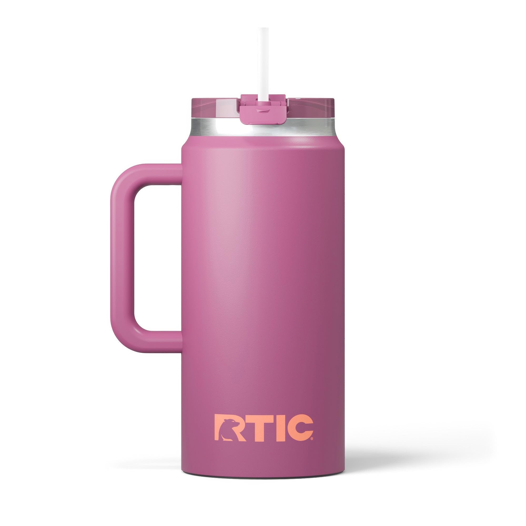 RTIC 64 oz Ceramic Lined Insulated Road Trip Tumbler, Leak-Resistant Lid, White