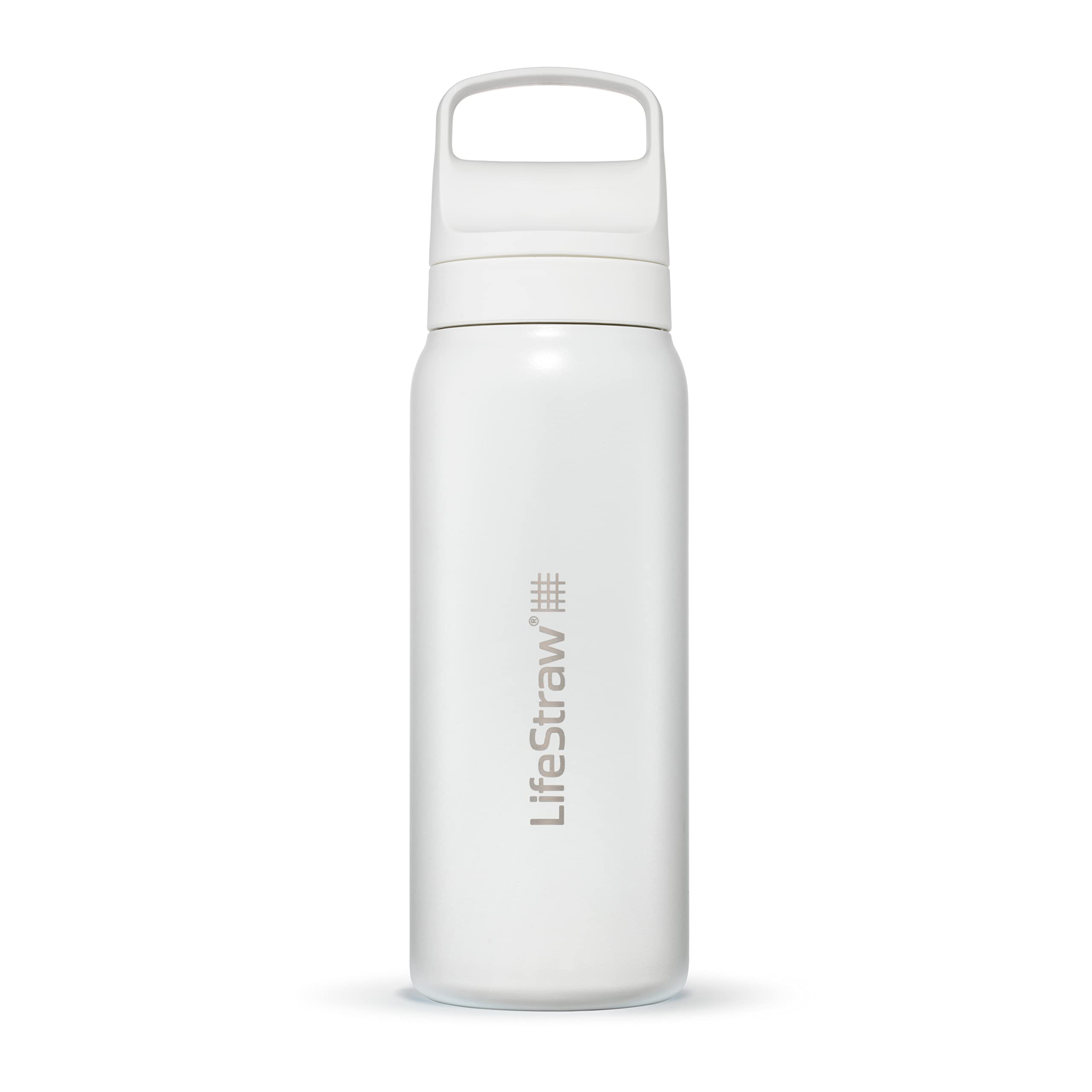 LifeStraw Go Series – Insulated Stainless Steel Water Filter Bottle for Travel and Everyday Use, Removes Bacteria, Parasites and Microplastics, Improves Taste, 18oz Aegean Sea