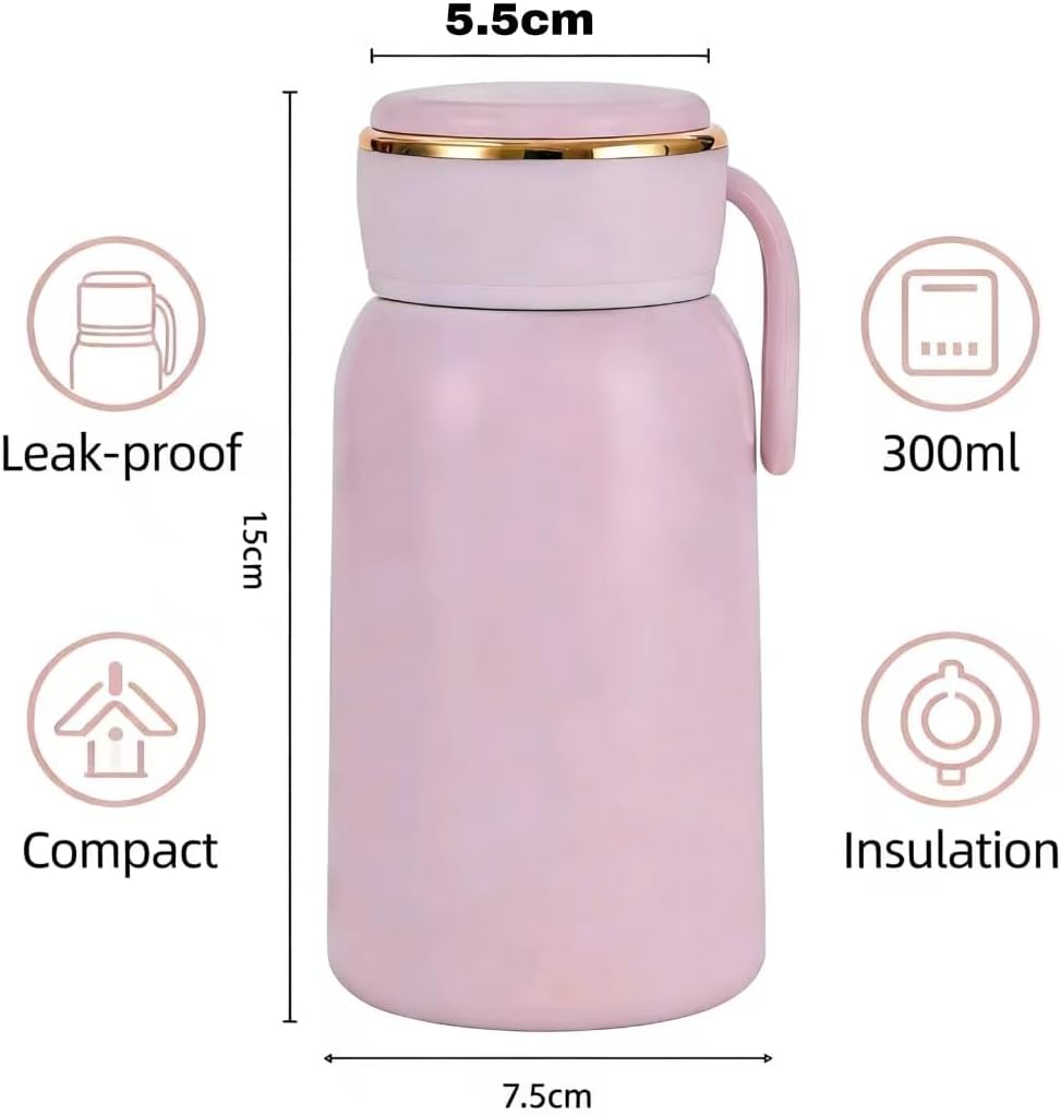 Mini Water Bottle, 10 oz, Insulated Tumbler ，Insulated Flask,Vacuum Stainless Steel Water Bottle, Leak Proof, BPA Free, for Hot & Cold Drinks (Red)