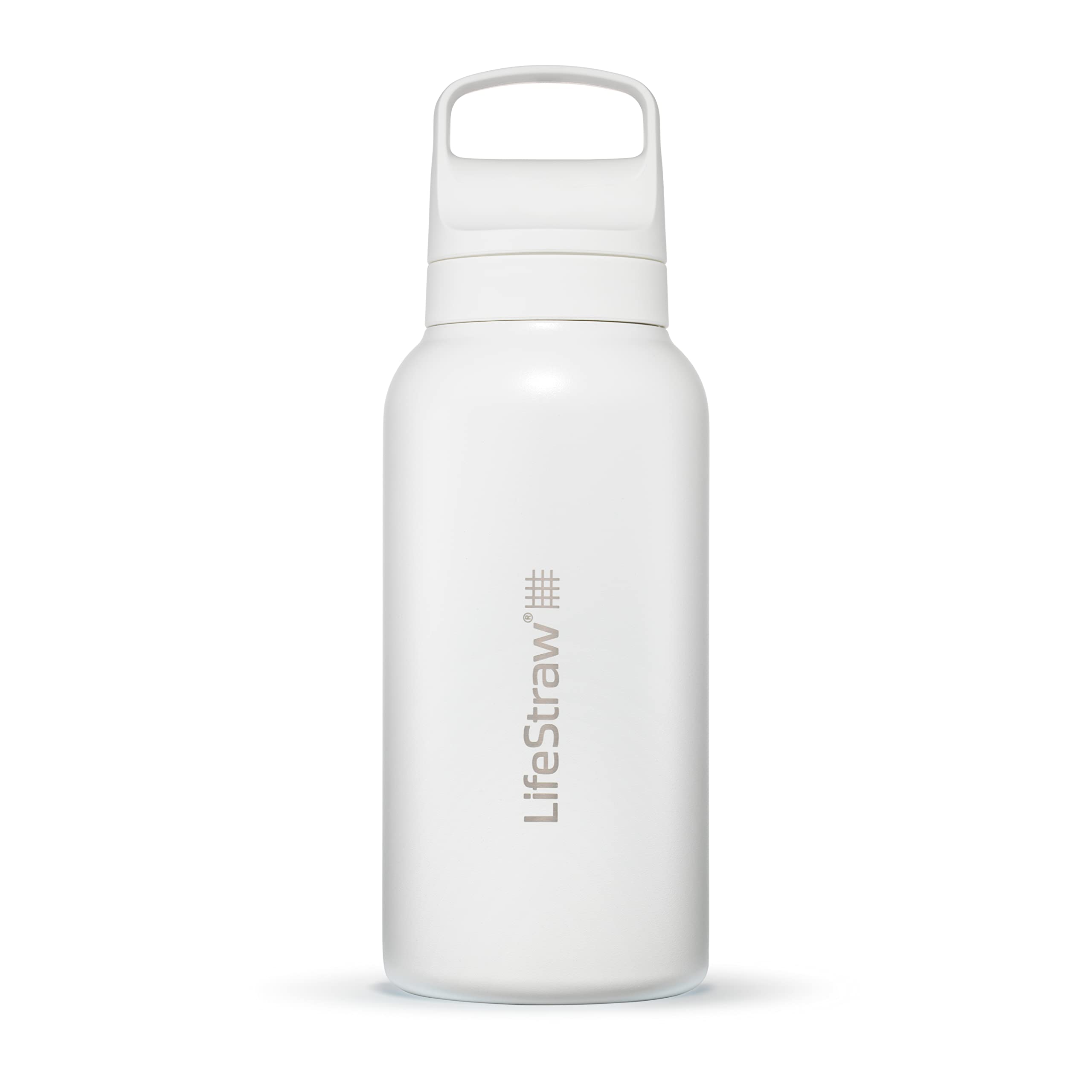 LifeStraw Go Series – Insulated Stainless Steel Water Filter Bottle for Travel and Everyday Use, Removes Bacteria, Parasites and Microplastics, Improves Taste, 18oz Aegean Sea