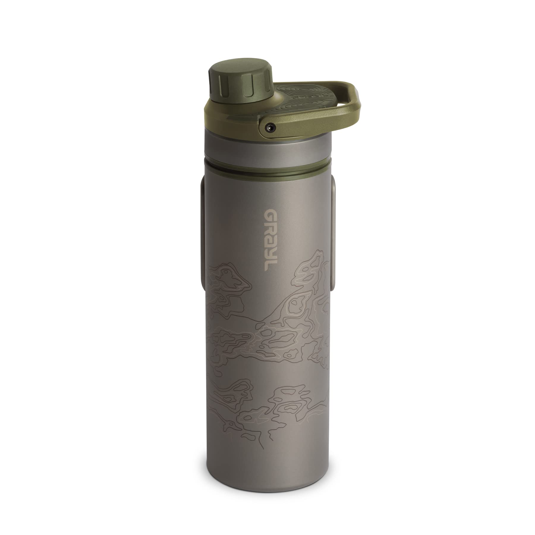 GRAYL UltraPress Titanium 16.9 oz Water Purifier & Filter Bottle for Hiking, Backpacking, Survival, Bushcraft, Travel (Covert Black)