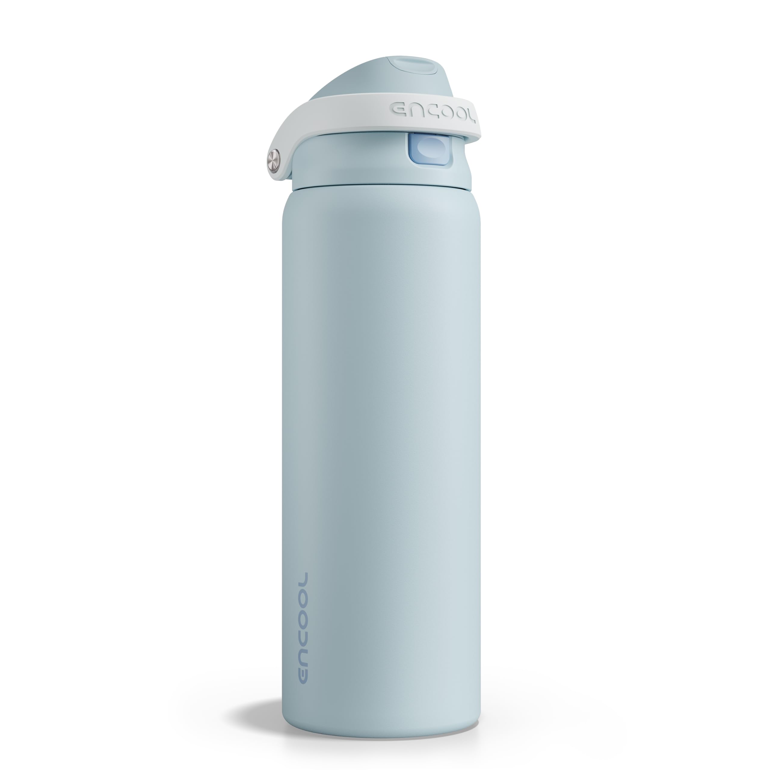 ENCOOL Leakproof Insulated Water Bottle with Straw Dual-Sip Water Bottle Bag-Safe Design for Work, Commute & Gym – Keeps Drinks Cold All Day, 24 oz, Powder Blue