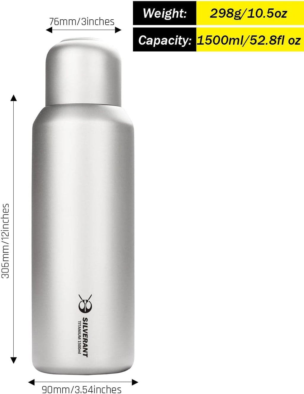 SILVERANT Titanium Ultralight 800ml/27 fl oz Leakproof Outdoor Camping Hiking Sports Water Bottle with Insulating Thermal Sleeve and Clip Loop Cap