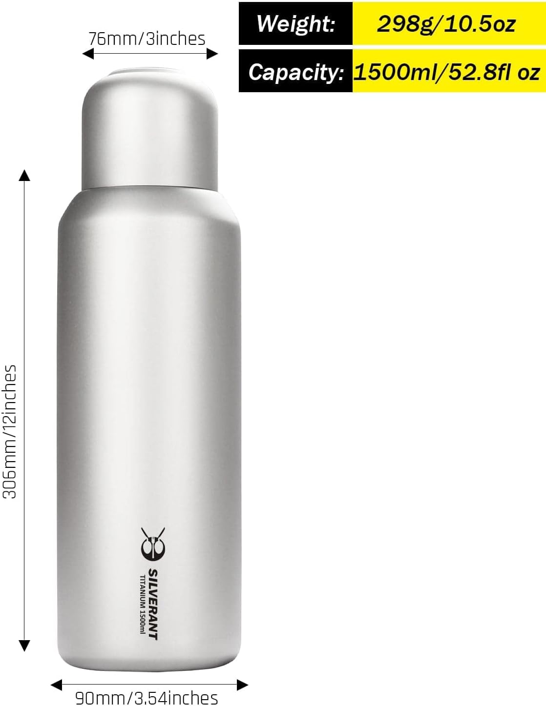SILVERANT Titanium Ultralight 800ml/27 fl oz Leakproof Outdoor Camping Hiking Sports Water Bottle with Insulating Thermal Sleeve and Clip Loop Cap