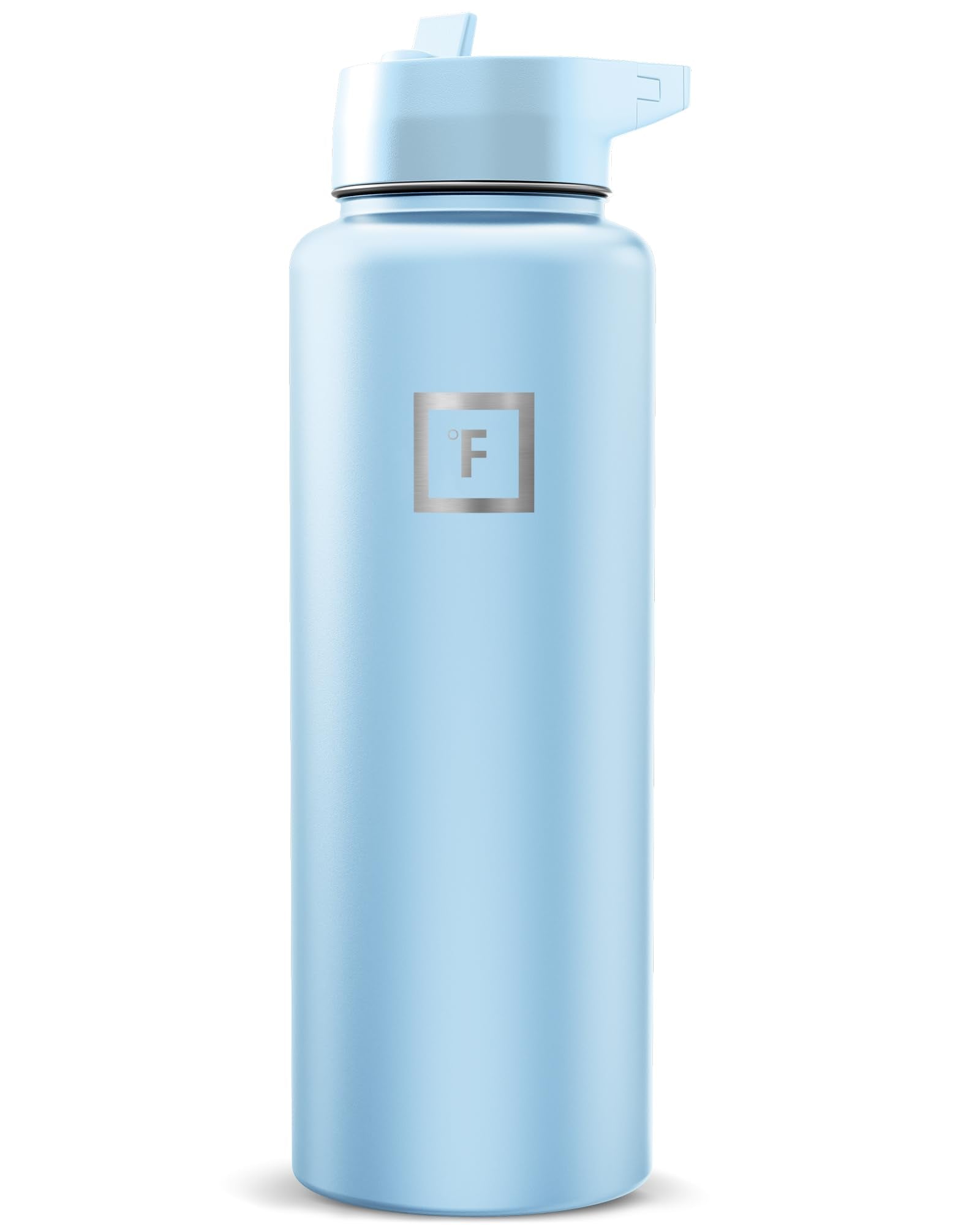 IRON °FLASK Camping & Hiking Hydration Flask with Straw, Wide Mouth Insulated Stainless Steel Sports Water Bottle - 40 oz Blue Waves