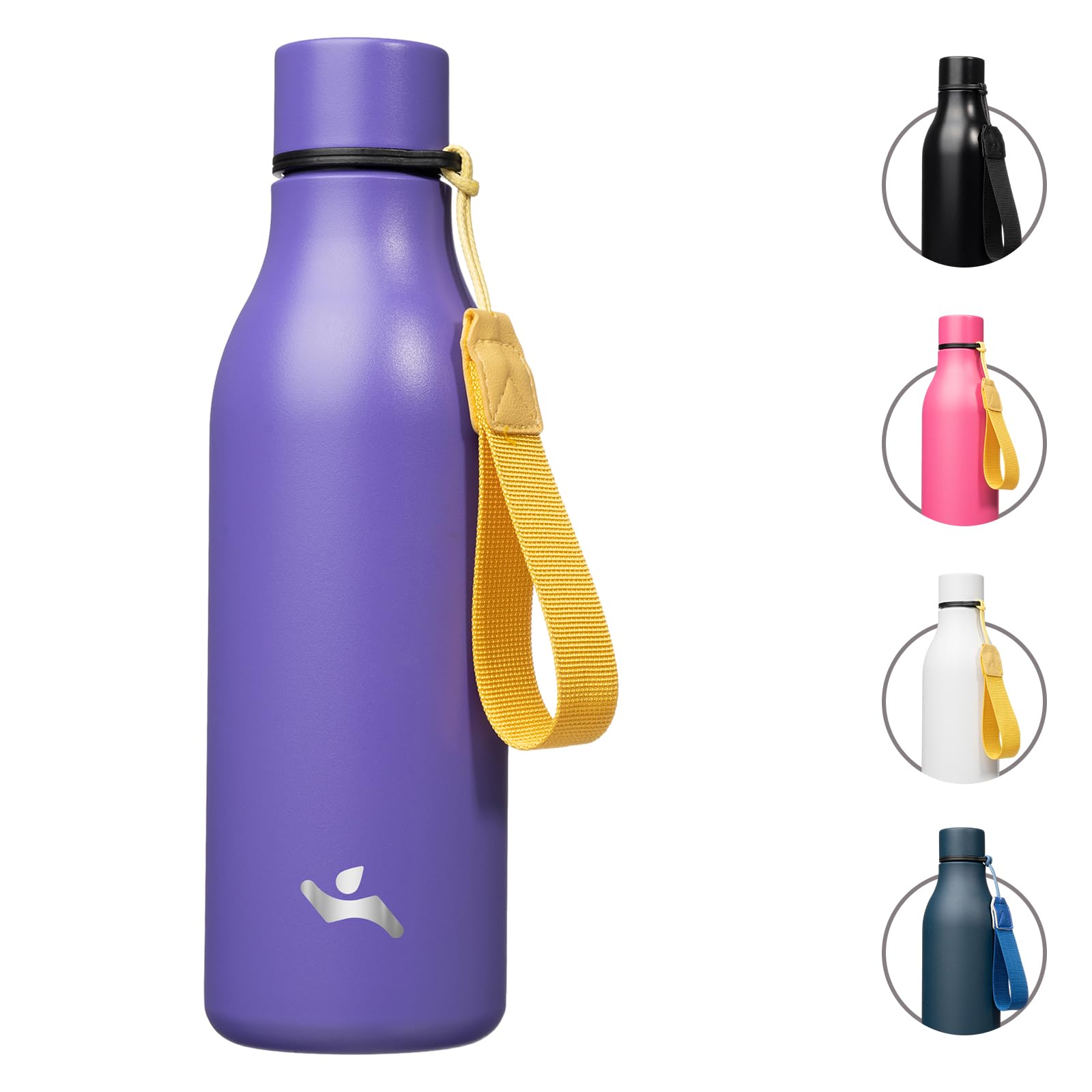 Insulated Water Bottle with Strap,18 oz Double Wall Stainless Steel Vacuum Bottles Metal Water Flask,Candy Blue