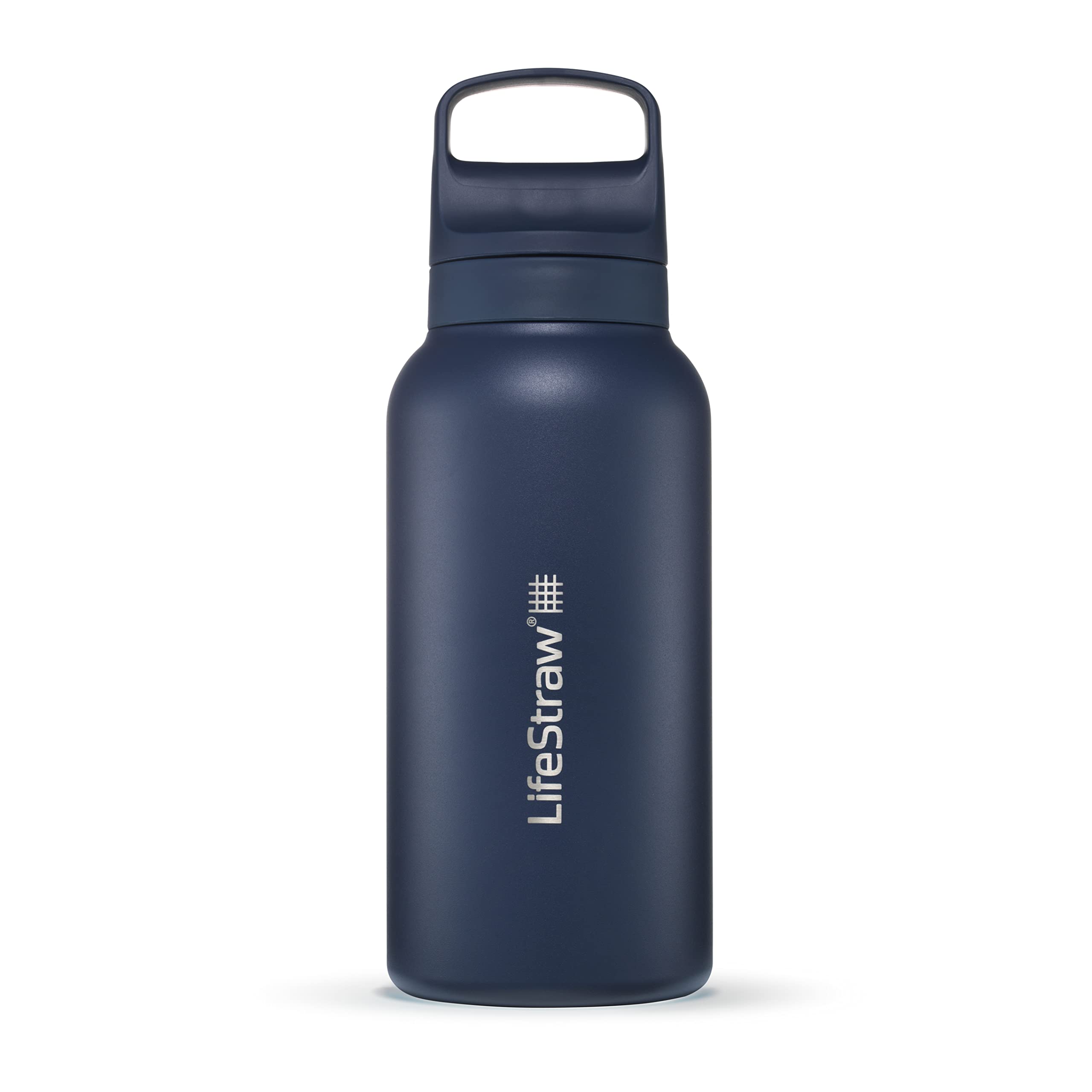LifeStraw Go Series – Insulated Stainless Steel Water Filter Bottle for Travel and Everyday Use, Removes Bacteria, Parasites and Microplastics, Improves Taste, 18oz Aegean Sea