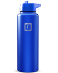 IRON °FLASK Camping & Hiking Hydration Flask with Straw, Wide Mouth Insulated Stainless Steel Sports Water Bottle - 40 oz Blue Waves