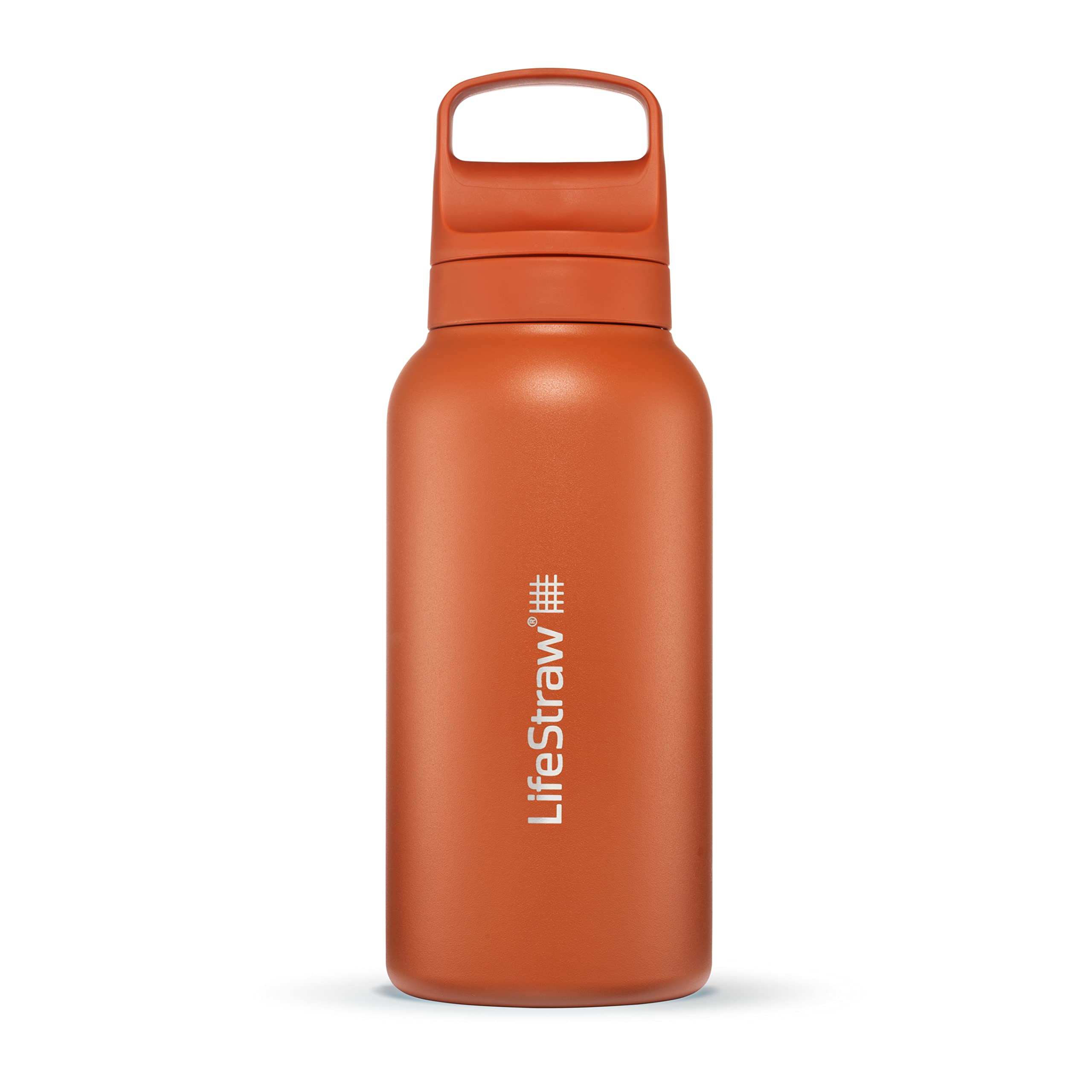 LifeStraw Go Series – Insulated Stainless Steel Water Filter Bottle for Travel and Everyday Use, Removes Bacteria, Parasites and Microplastics, Improves Taste, 18oz Aegean Sea