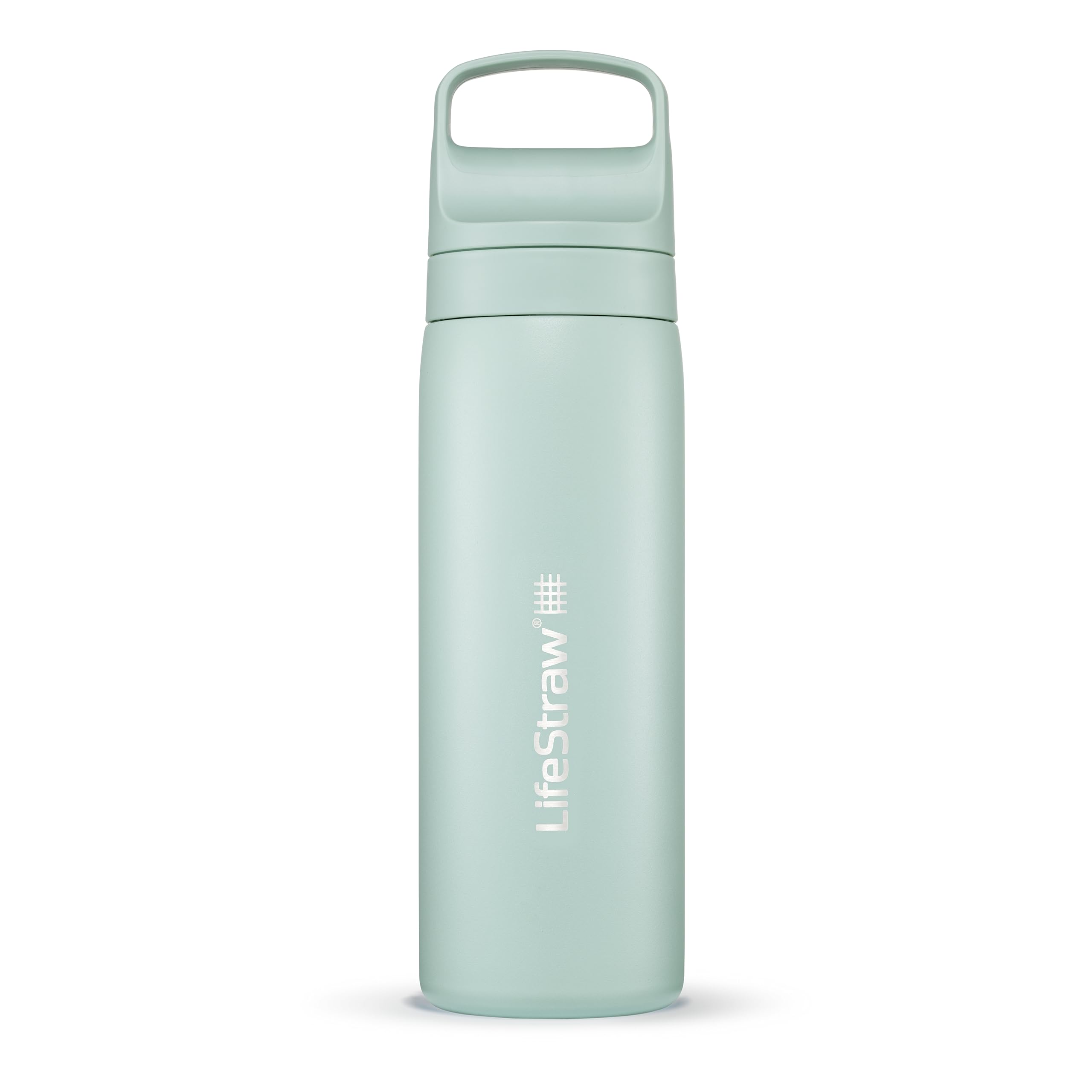 LifeStraw Go Series – Insulated Stainless Steel Water Filter Bottle for Travel and Everyday Use, Removes Bacteria, Parasites and Microplastics, Improves Taste, 18oz Aegean Sea