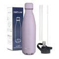 Insulated Water Bottle,12oz Stainless Steel Water Bottles with straw lid,Metal Sports Water Bottles for Boys,Girls,Double Wall Vacuum BPA-Free Flask for School, Sports & Travel-Sliver