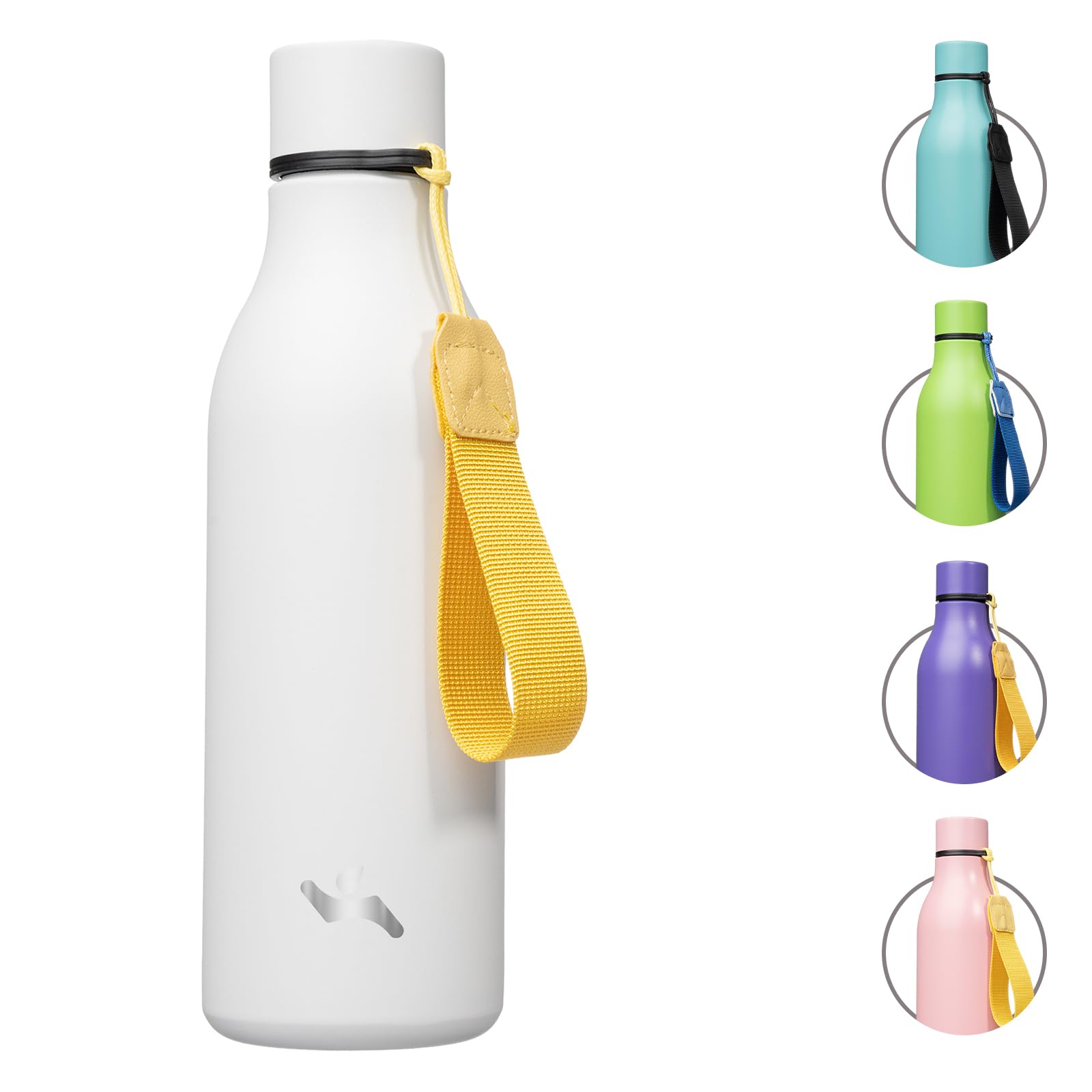 Insulated Water Bottle with Strap,18 oz Double Wall Stainless Steel Vacuum Bottles Metal Water Flask,Candy Blue
