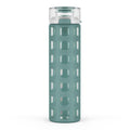 Ello Syndicate 20oz Reusable Glass Water Bottle with One-Touch Leak Proof Flip Lid, Protective Non-Slip Silicone Sleeve, Carry Loop for Coffee, Tea and Water, BPA-free, Dishwasher Safe, Tech Blue