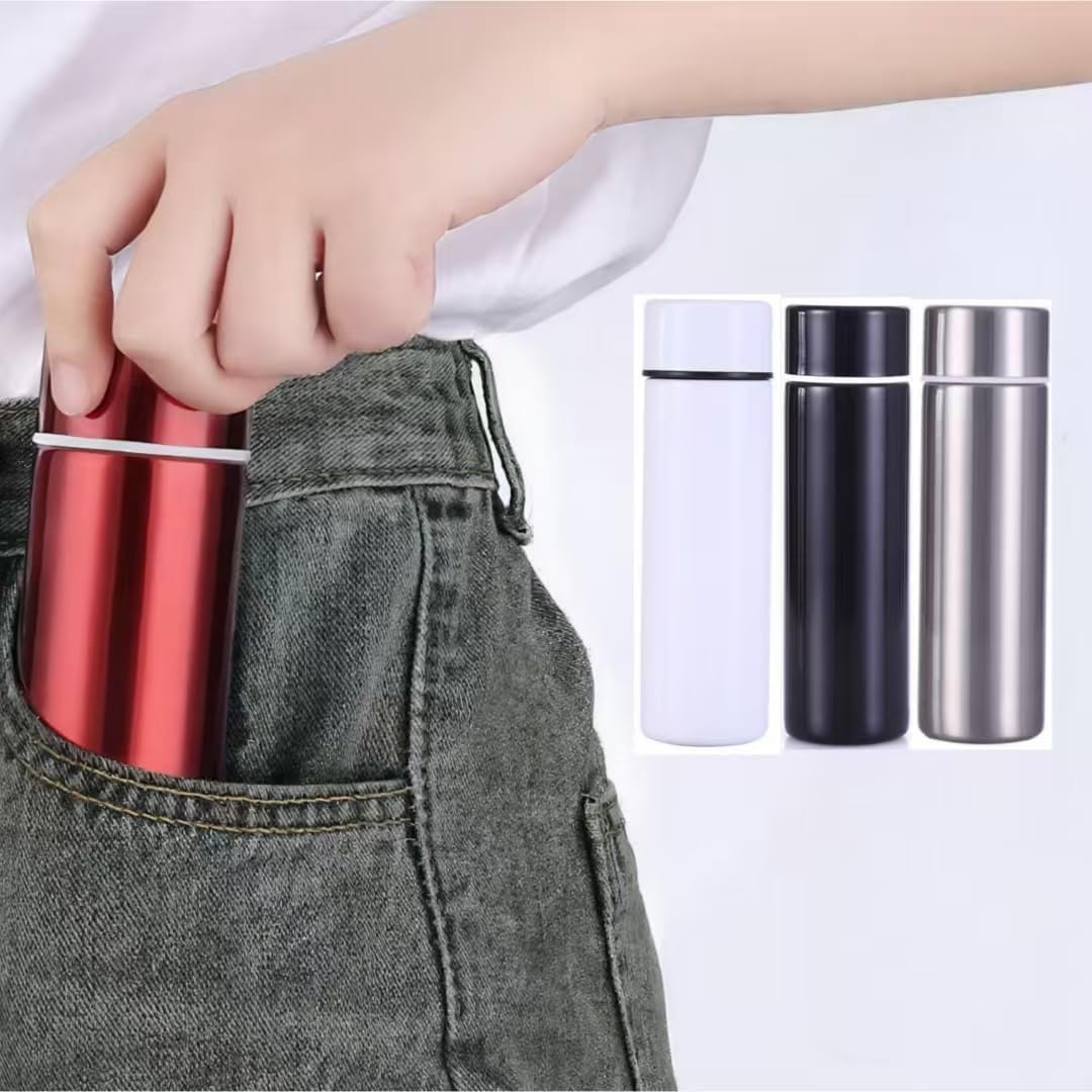Stainless Steel Insulated Water Bottle, 5oz, Mini Vacuum Water Bottle, Slim Tumbler, Small Sports Bottle, Leak Proof Bottle, Coffee Cup, Pocket Bottle, Coffee Bottle, keep hot and cold (Silver)