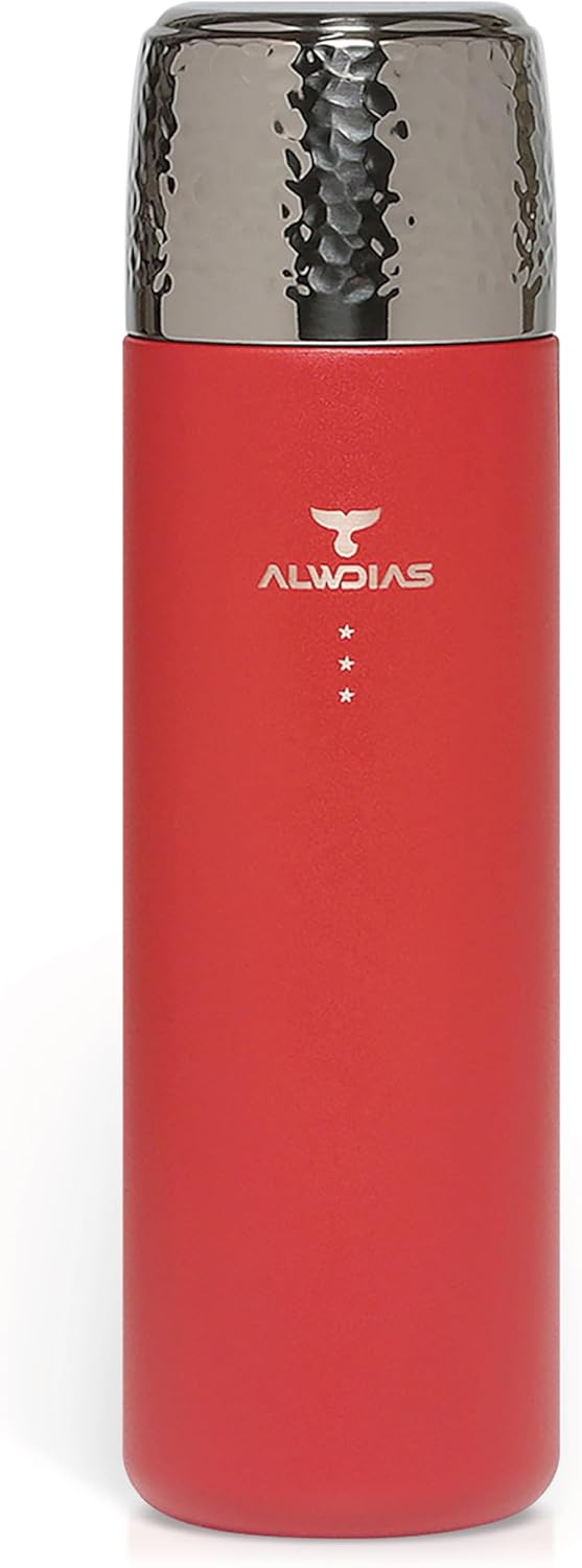 Thrista Vacuum Insulated 316 Stainless Steel Flask for Hot & Cold Drinks | Leak-Proof Bottle with Titanium Infuser | Compact Design Ideal for Men, Women, and Loved Ones | 16.9oz, Red