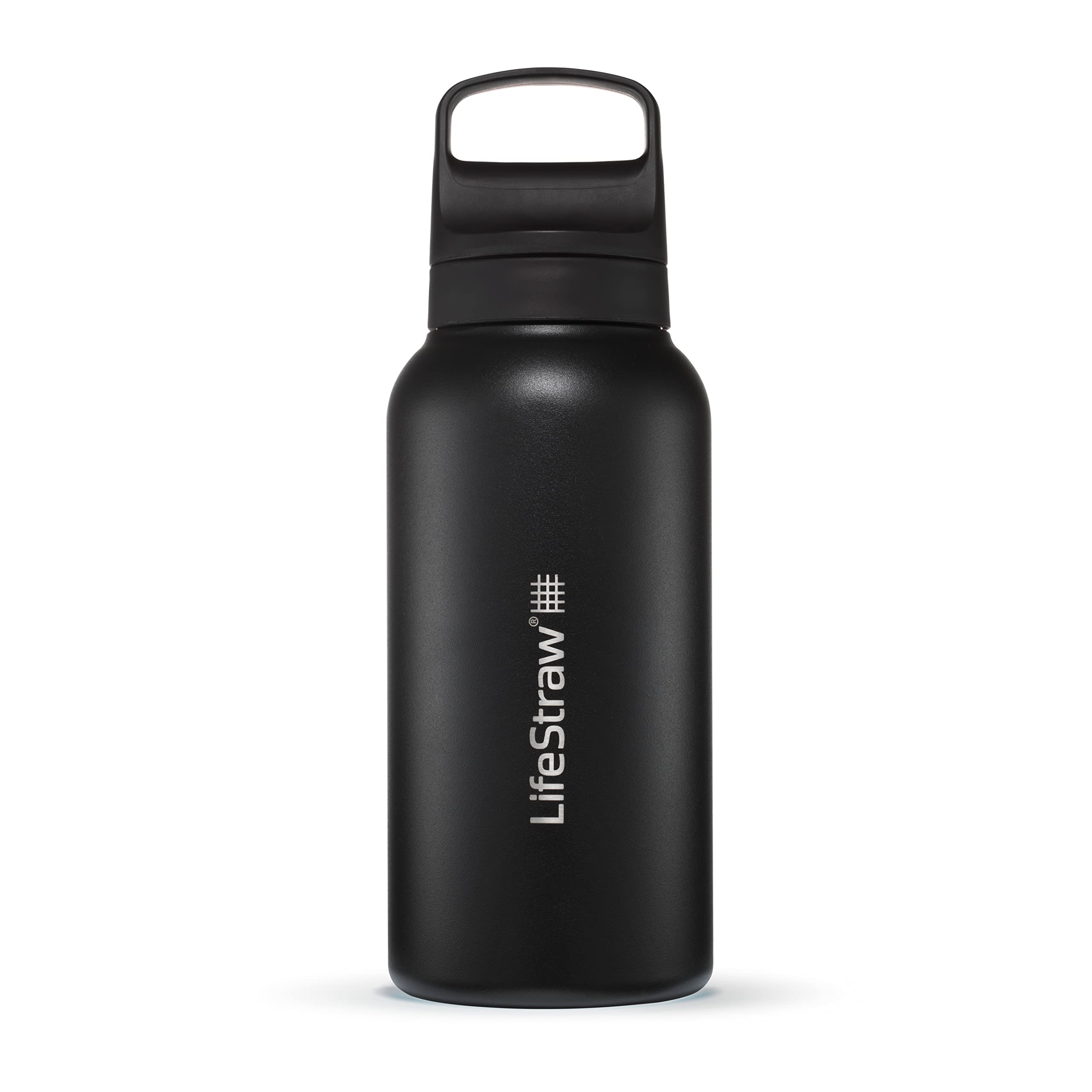 LifeStraw Go Series – Insulated Stainless Steel Water Filter Bottle for Travel and Everyday Use, Removes Bacteria, Parasites and Microplastics, Improves Taste, 18oz Aegean Sea