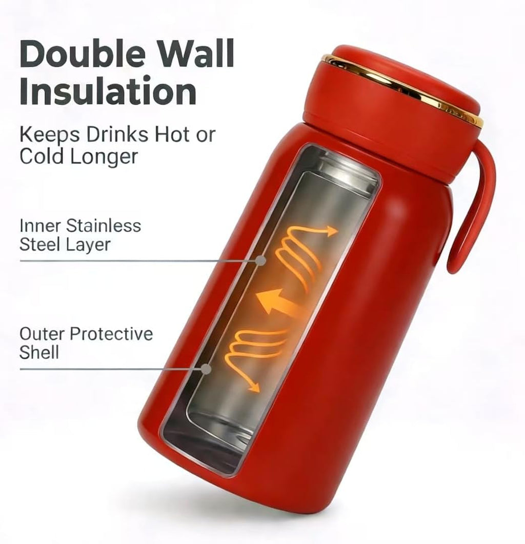 Mini Water Bottle, 10 oz, Insulated Tumbler ，Insulated Flask,Vacuum Stainless Steel Water Bottle, Leak Proof, BPA Free, for Hot & Cold Drinks (Red)