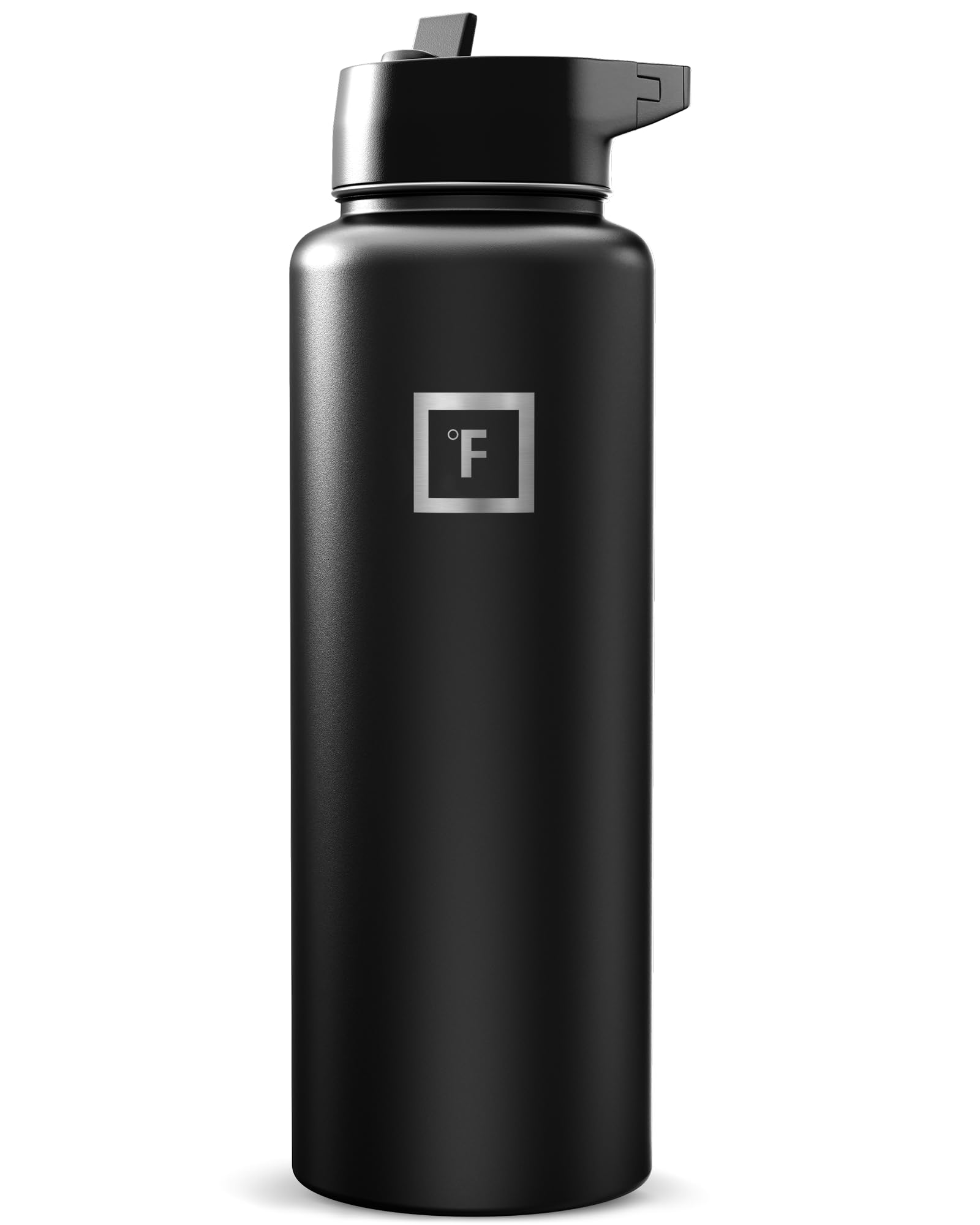 IRON °FLASK Camping & Hiking Hydration Flask with Straw, Wide Mouth Insulated Stainless Steel Sports Water Bottle - 40 oz Blue Waves