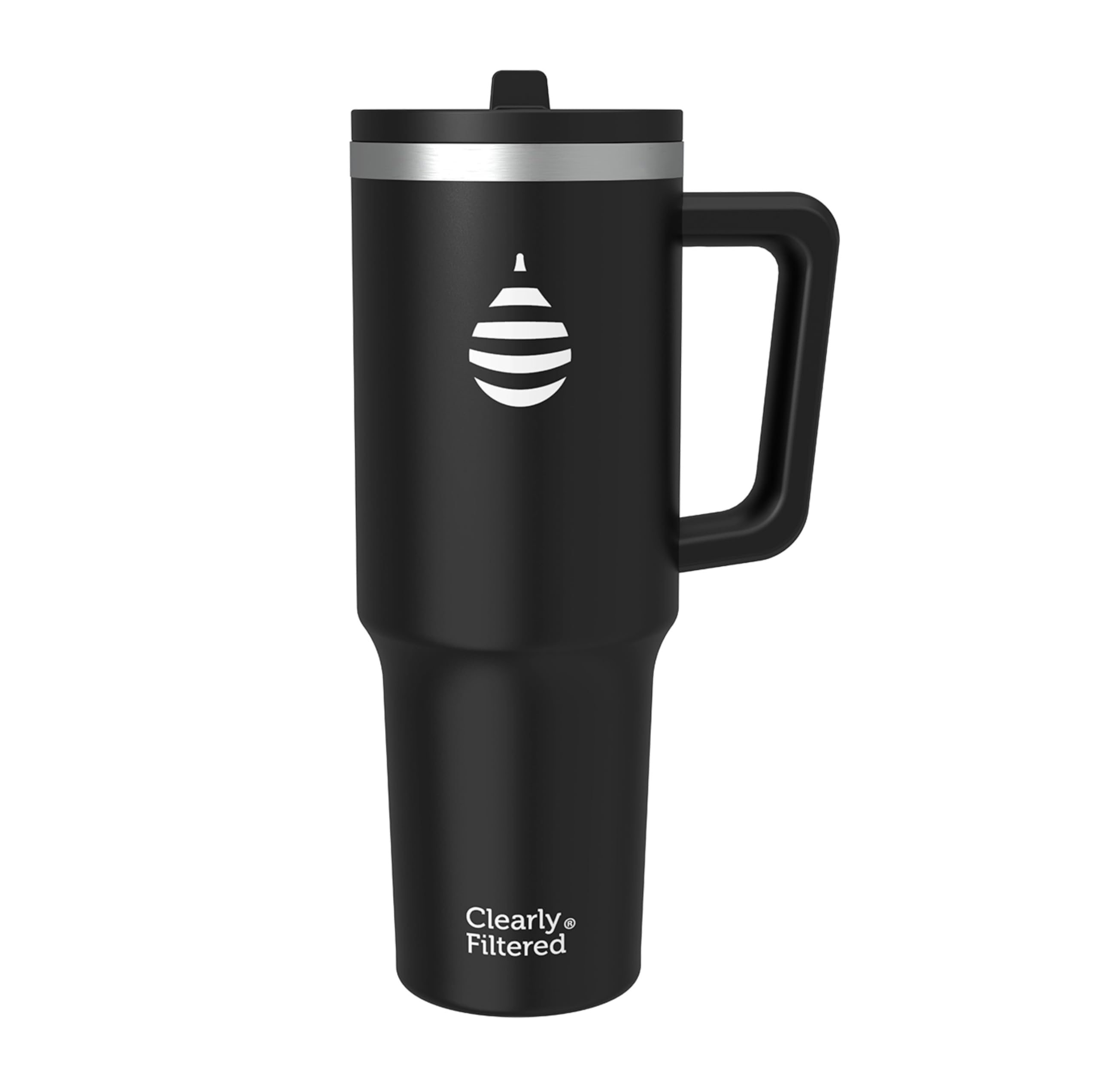 Clearly Filtered Water Bottle | Removes 200+ Contaminants, Double-Wall Insulated Stainless Steel, BPA/BPS Free, Phthalate Free, Filters Flouride Lead Chlorine (40oz, Black)