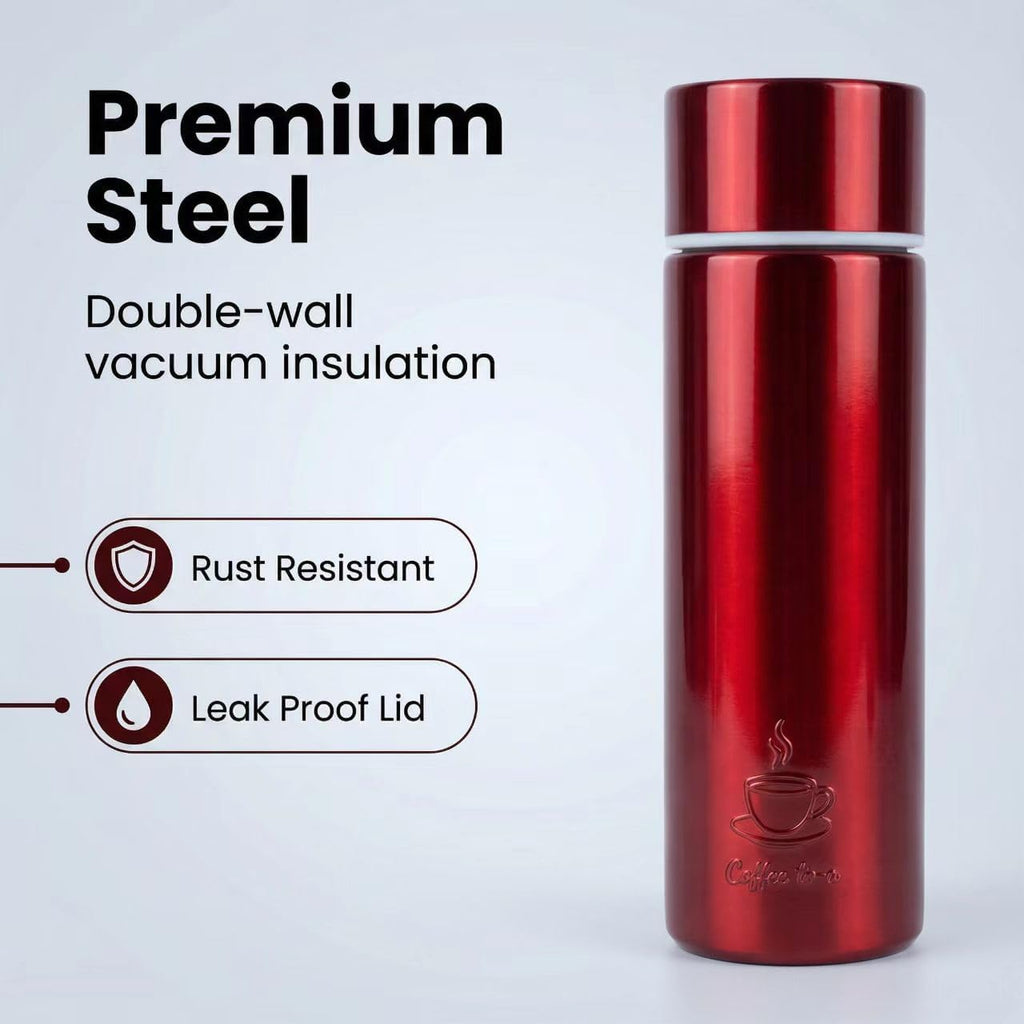 Mini WaterBottle, 5oz, Slim Stainless Steel, Small Insulated Coffee bottle, Small Tumbler, Mini Flask Keeps Drink Cold and Hot, Leak Proof Bottles for Purse, Lunch Bag,Coffee, BPA Free (Red)
