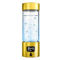 Hydrogen Water Bottle - Portable Rechargeable Water Bottle with LED Timer, Aluminum and Glass, 5000 PPB Hydrogen Production, Gift for Husband Wife Father Friend Client (Gold, 11.6Oz)