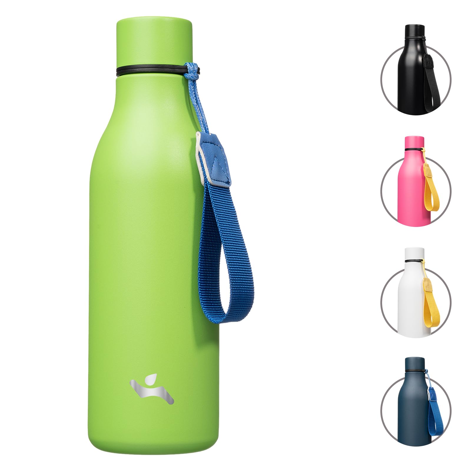 Insulated Water Bottle with Strap,18 oz Double Wall Stainless Steel Vacuum Bottles Metal Water Flask,Candy Blue