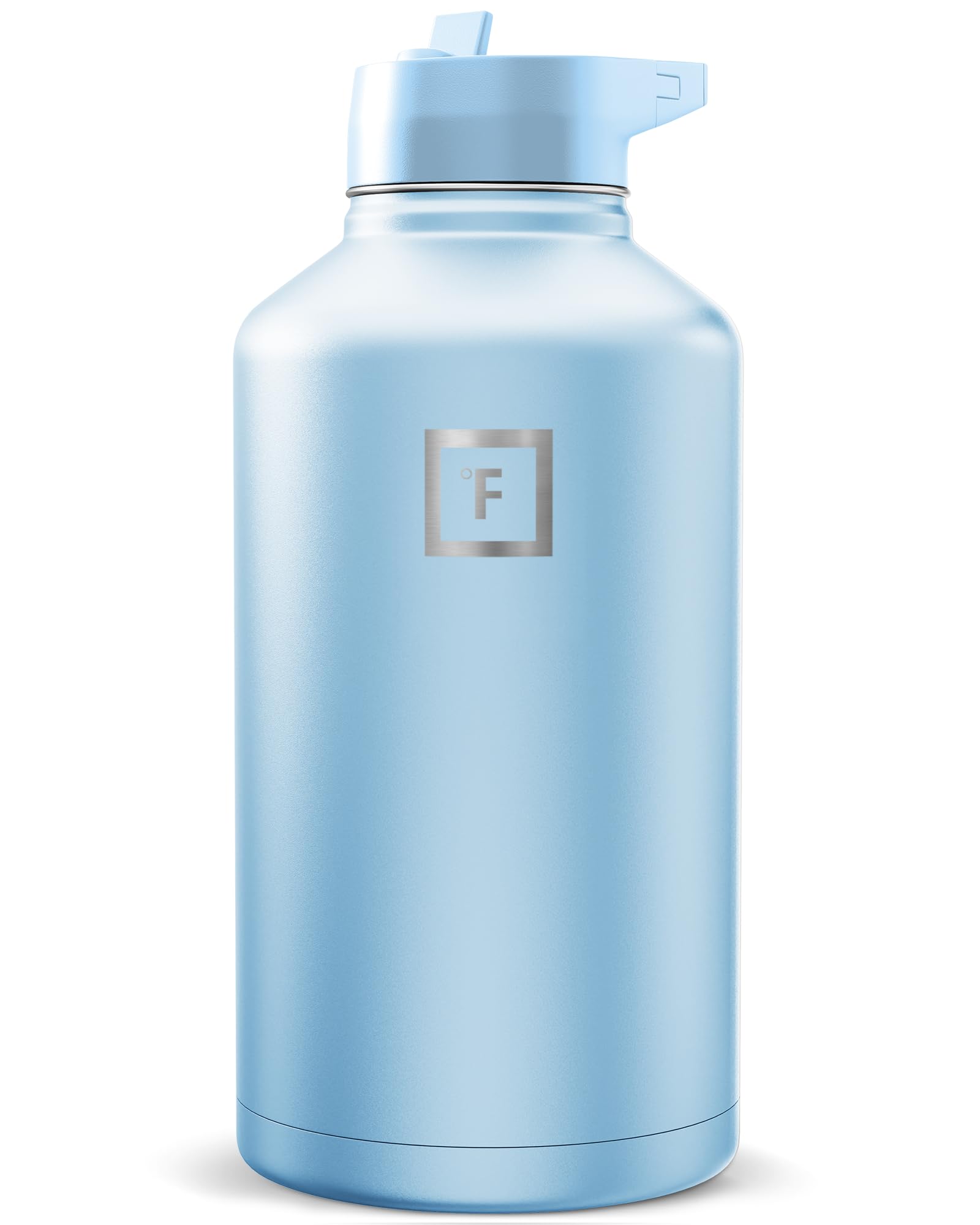 IRON °FLASK Camping & Hiking Hydration Flask with Straw, Wide Mouth Insulated Stainless Steel Sports Water Bottle - 40 oz Blue Waves