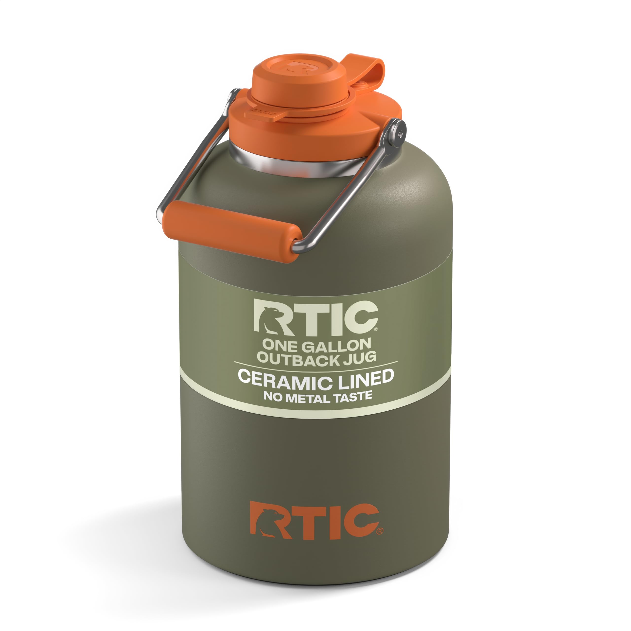 RTIC 1 Gallon Outback Jug, Stainless Steel, Ceramic Lined Insulated Water Bottle with Lid and Handle, BPA-Free, Double Wall Vacuum Insulation, Orchid