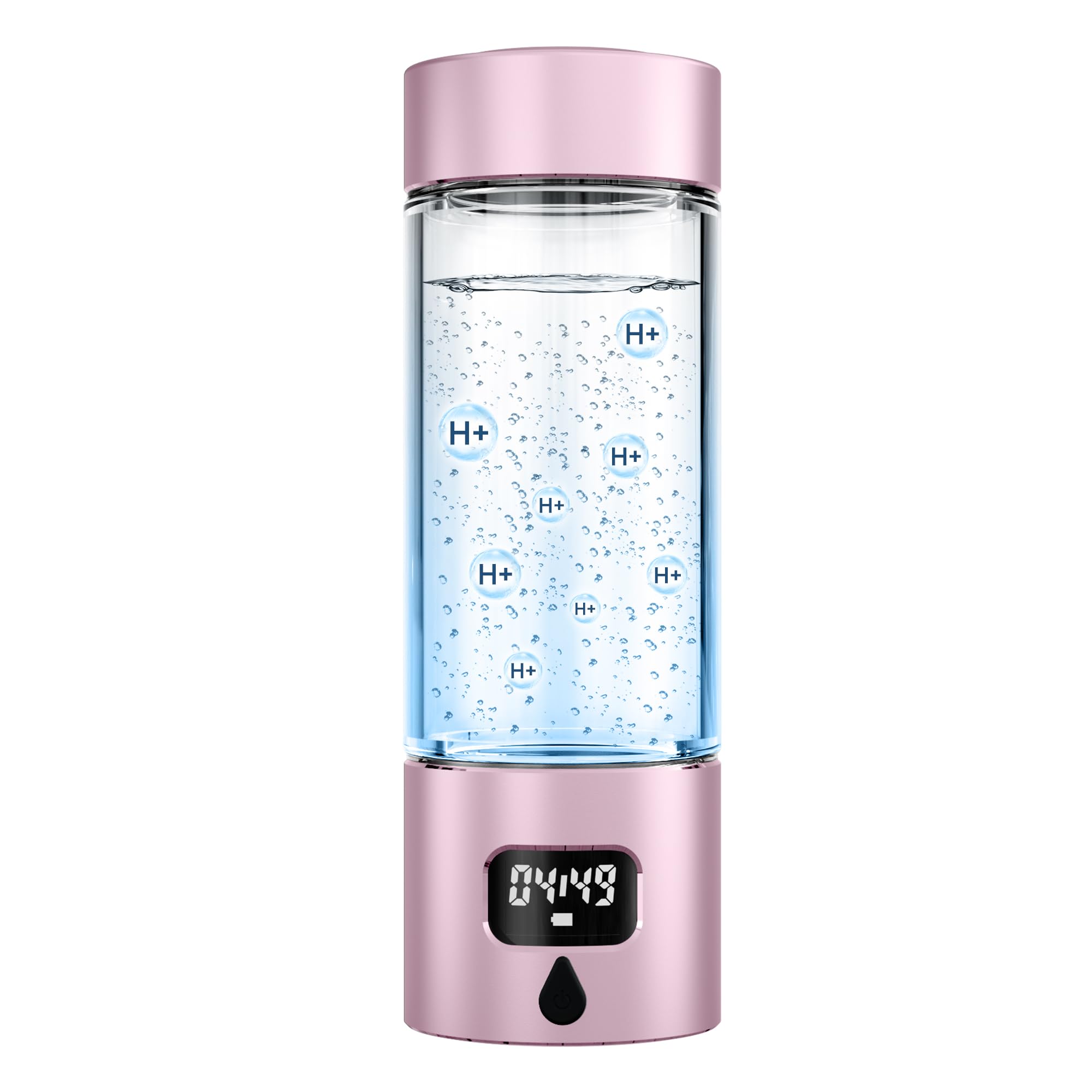 Hydrogen Water Bottle - Portable Rechargeable Water Bottle with LED Timer, Aluminum and Glass, 5000 PPB Hydrogen Production, Gift for Husband Wife Father Friend Client (Gold, 11.6Oz)