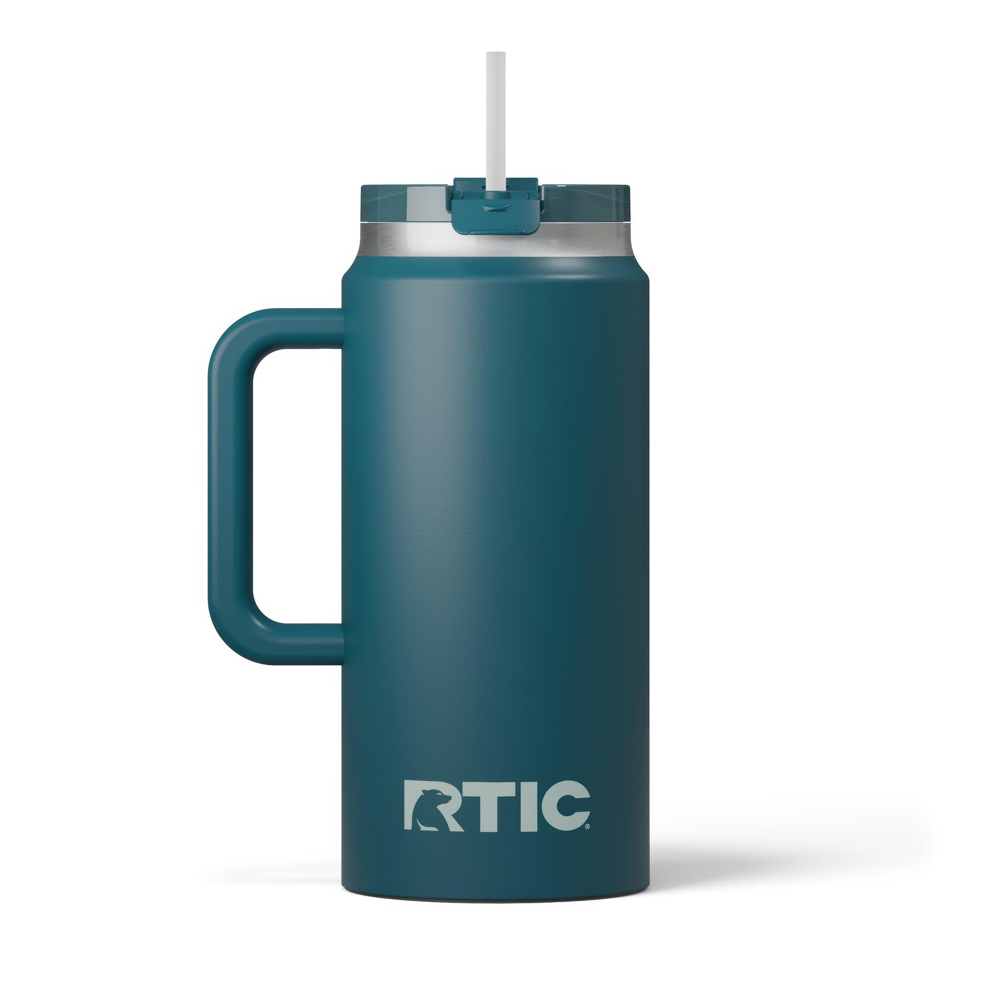 RTIC 64 oz Ceramic Lined Insulated Road Trip Tumbler, Leak-Resistant Lid, White