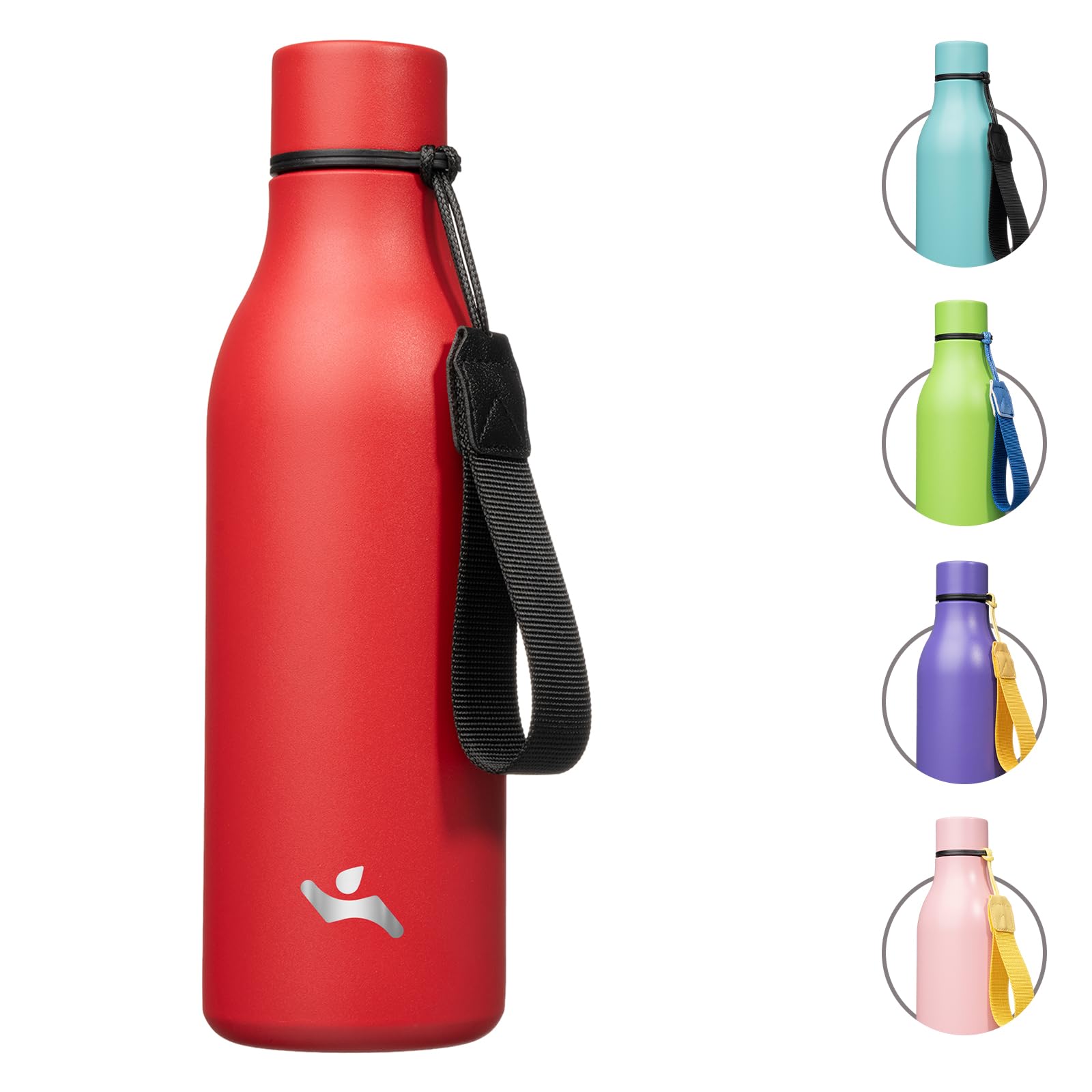 Insulated Water Bottle with Strap,18 oz Double Wall Stainless Steel Vacuum Bottles Metal Water Flask,Candy Blue