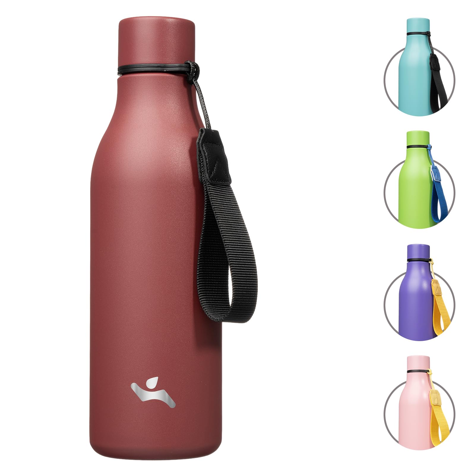 Insulated Water Bottle with Strap,18 oz Double Wall Stainless Steel Vacuum Bottles Metal Water Flask,Candy Blue