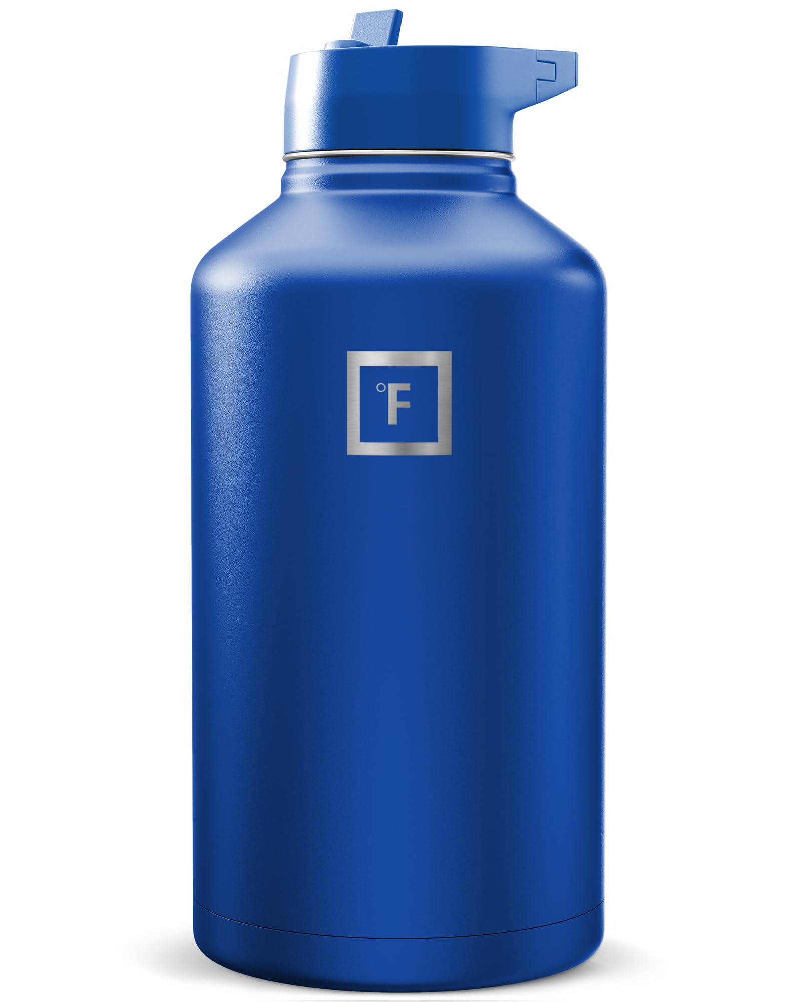 IRON °FLASK Camping & Hiking Hydration Flask with Straw, Wide Mouth Insulated Stainless Steel Sports Water Bottle - 40 oz Blue Waves
