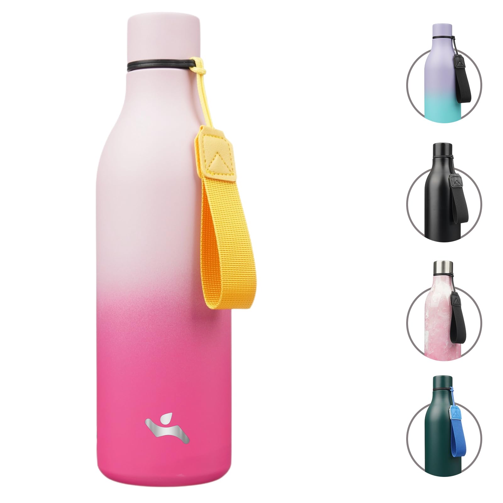 Insulated Water Bottle with Strap,18 oz Double Wall Stainless Steel Vacuum Bottles Metal Water Flask,Candy Blue