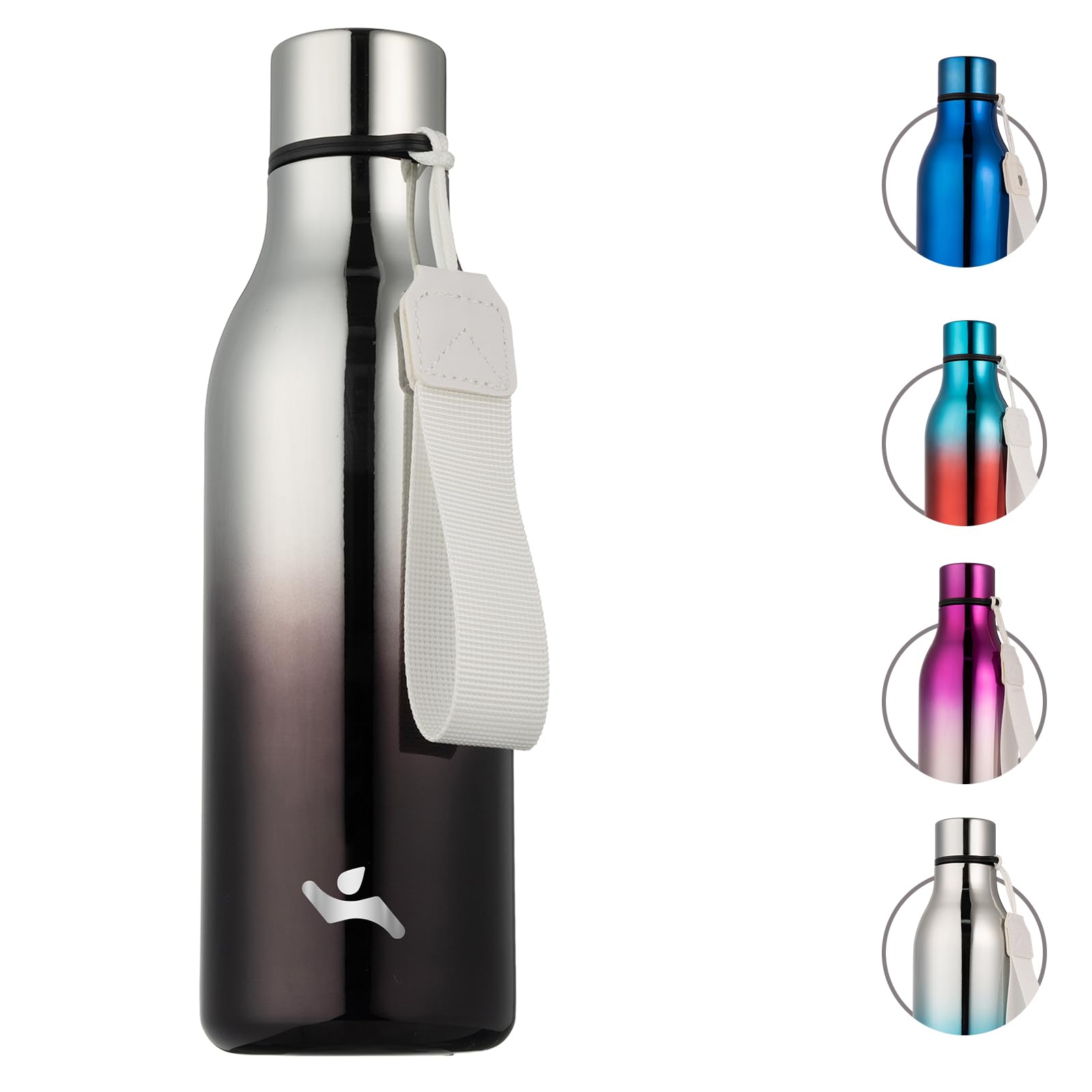Insulated Water Bottle with Strap,18 oz Double Wall Stainless Steel Vacuum Bottles Metal Water Flask,Candy Blue