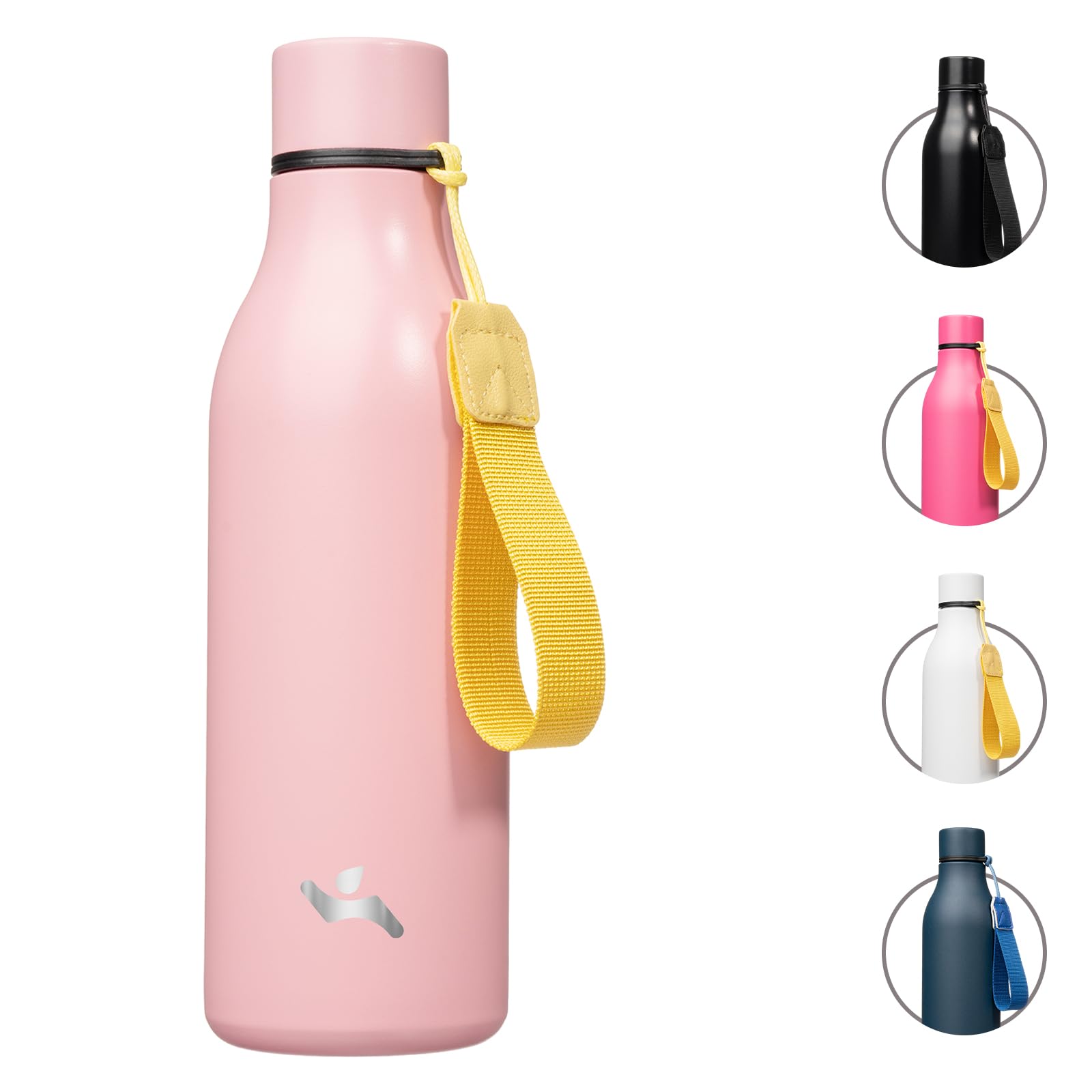 Insulated Water Bottle with Strap,18 oz Double Wall Stainless Steel Vacuum Bottles Metal Water Flask,Candy Blue