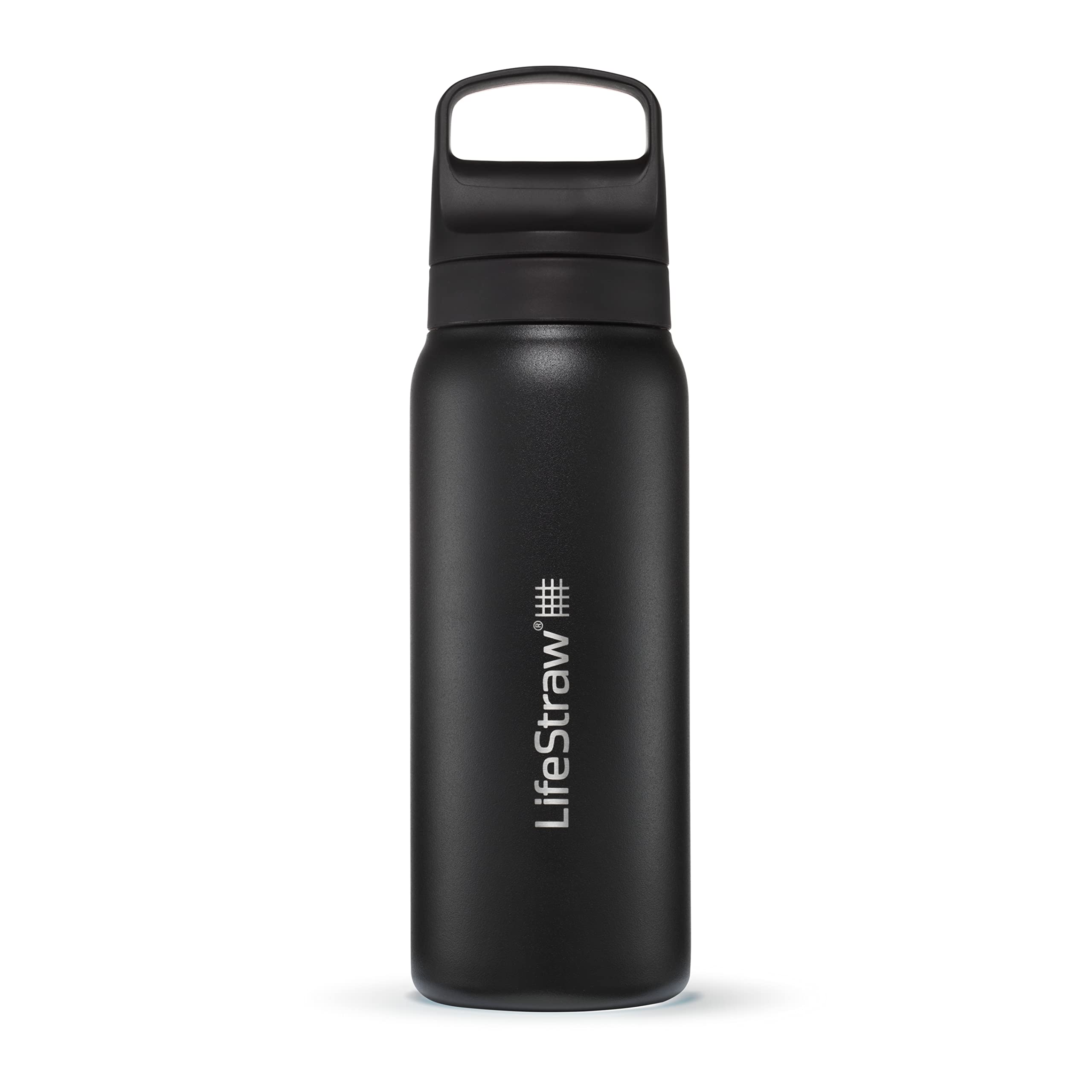 LifeStraw Go Series – Insulated Stainless Steel Water Filter Bottle for Travel and Everyday Use, Removes Bacteria, Parasites and Microplastics, Improves Taste, 18oz Aegean Sea