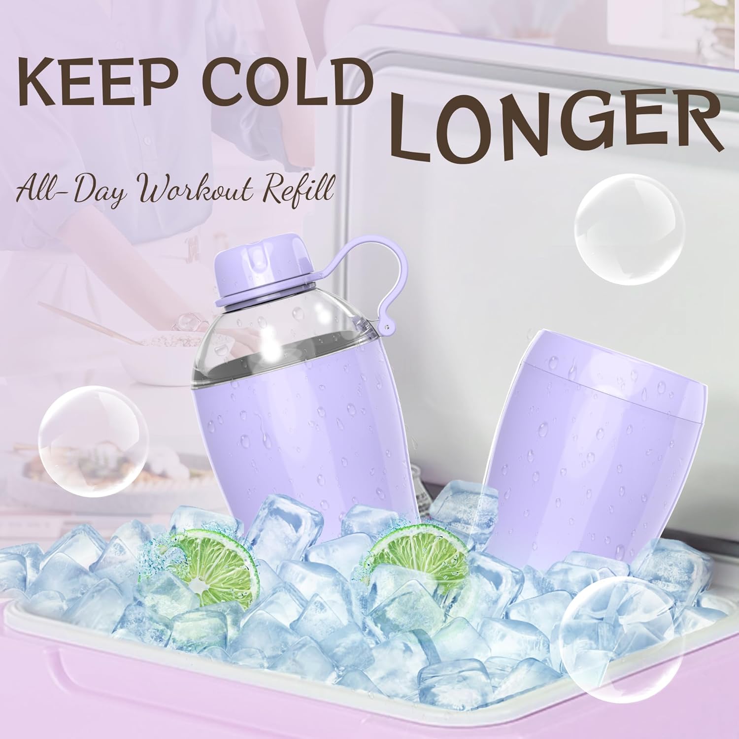 Insulated Water Bottle for Women, 24 oz Stainless Steel Water Bottles, Double Walled, 2 Lids (Chug & Tumbler) - Hydrate & Caffeinate,Available Gift Wrapping