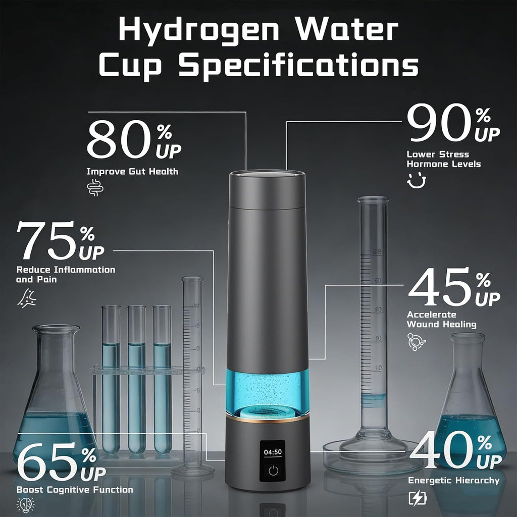 Hydrogen Water Bottle, H2 Certified SPE/PEM Technology, Up to 6000 PPB, 12-Hour Hydrogen Retention, 270ml Portable Hydrogen Water Bottle, Suitable for Home, Office, Gym, Outdoor Sports