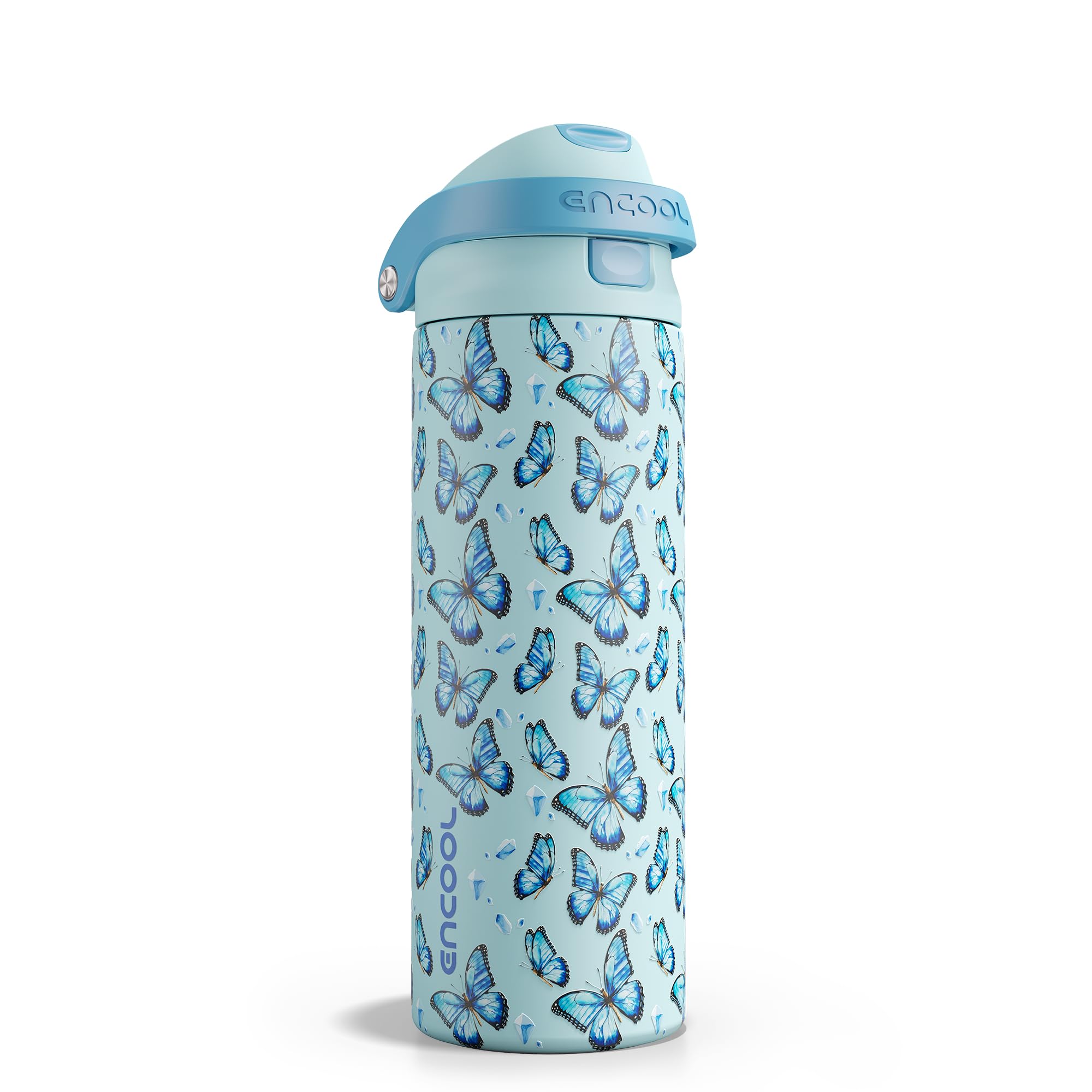 ENCOOL Leakproof Insulated Water Bottle with Straw Dual-Sip Water Bottle Bag-Safe Design for Work, Commute & Gym – Keeps Drinks Cold All Day, 24 oz, Powder Blue