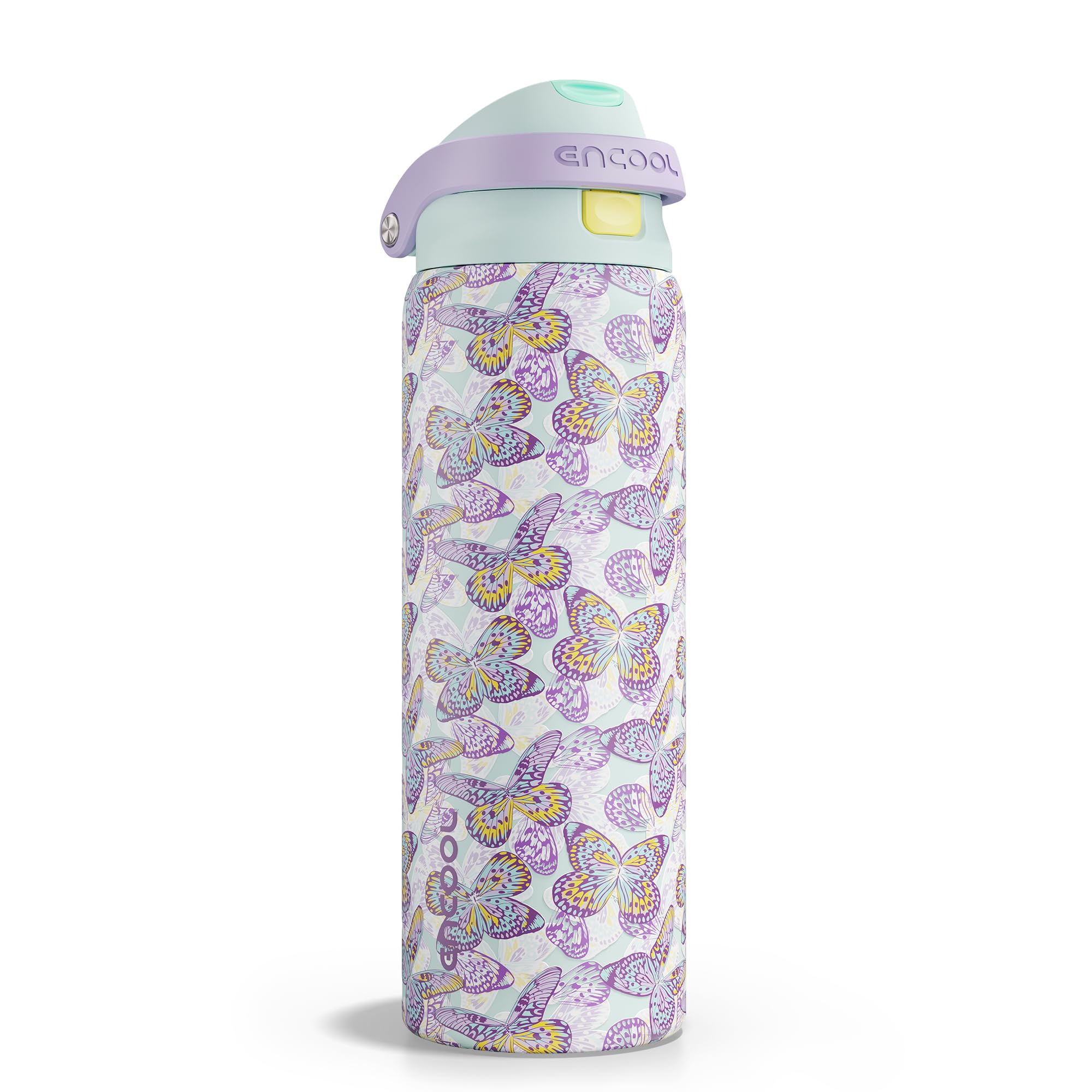 ENCOOL Leakproof Insulated Water Bottle with Straw Dual-Sip Water Bottle Bag-Safe Design for Work, Commute & Gym – Keeps Drinks Cold All Day, 24 oz, Powder Blue