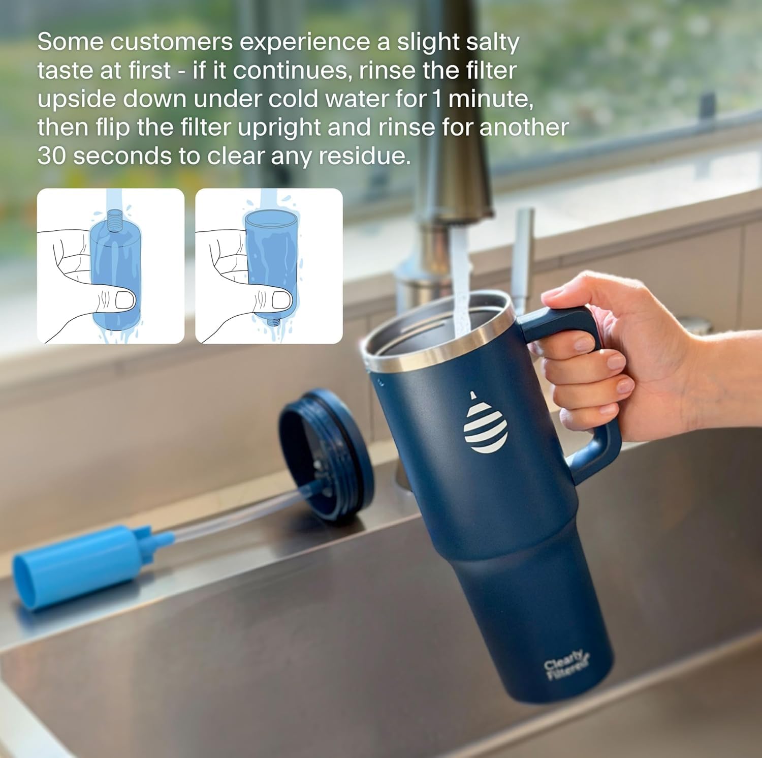Clearly Filtered Water Bottle | Removes 200+ Contaminants, Double-Wall Insulated Stainless Steel, BPA/BPS Free, Phthalate Free, Filters Flouride Lead Chlorine (40oz, Black)