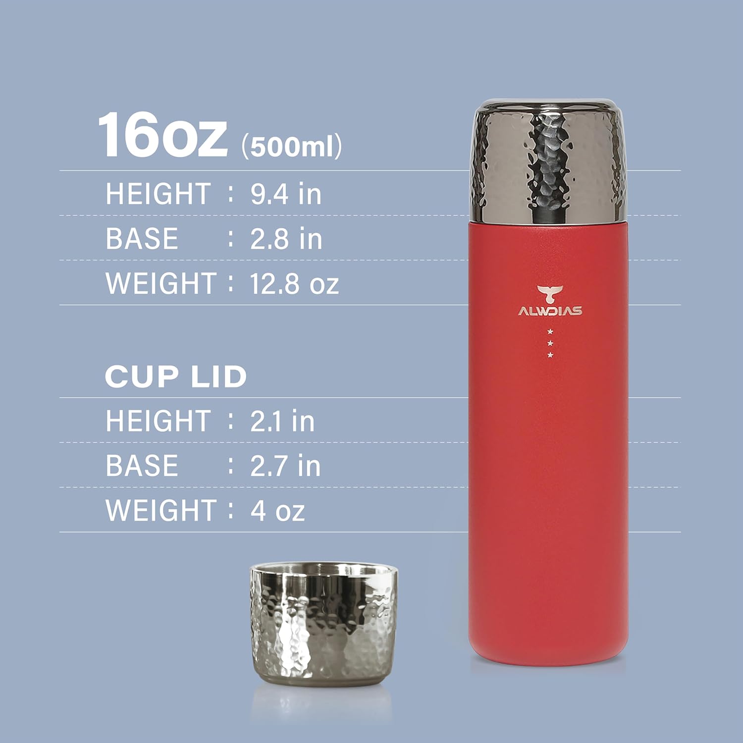 Thrista Vacuum Insulated 316 Stainless Steel Flask for Hot & Cold Drinks | Leak-Proof Bottle with Titanium Infuser | Compact Design Ideal for Men, Women, and Loved Ones | 16.9oz, Red