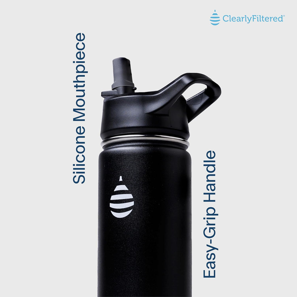 Clearly Filtered 20oz Water Bottle/Targets 220+ Contaminants/Double-Wall Insulated Stainless Steel Filtered Water Bottle BPA/BPS-Free Phthalate-Free Filters Fluoride Lead Chlorine (Teal Blue)