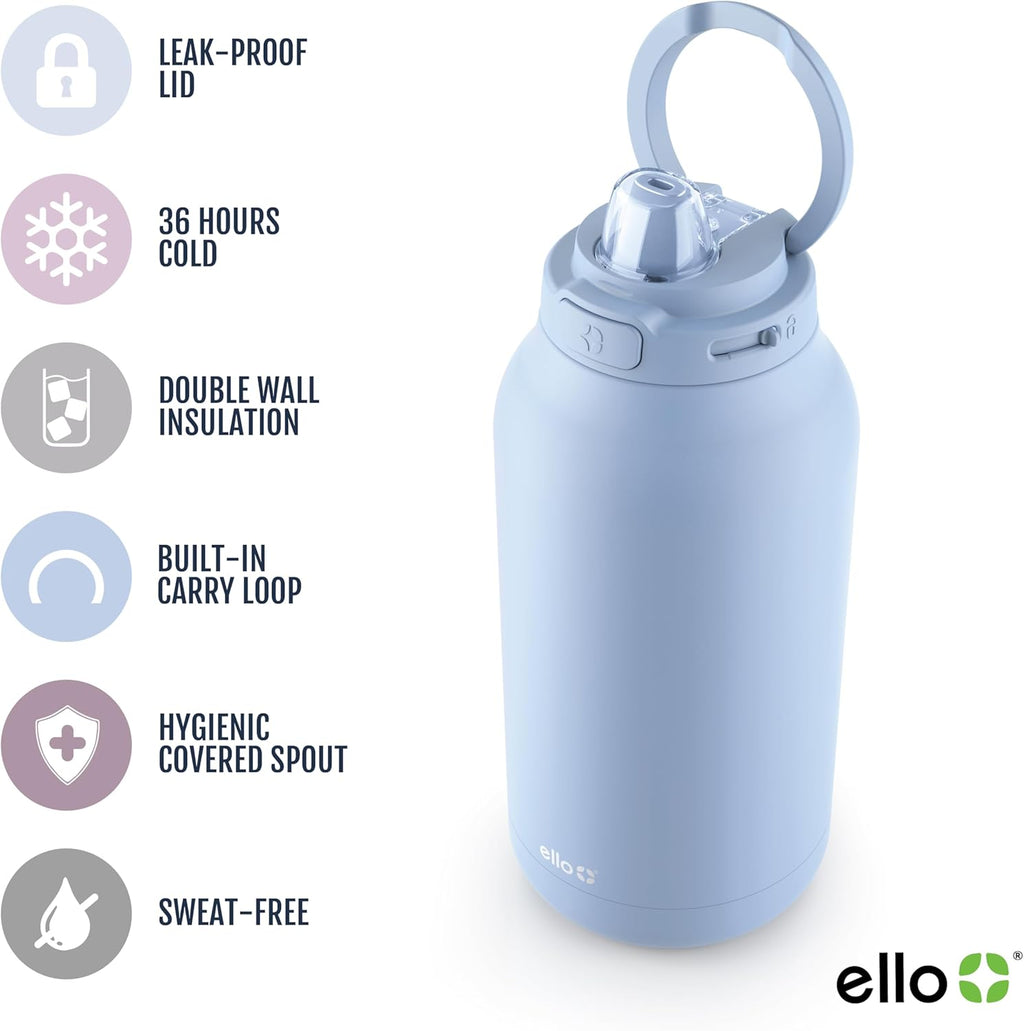 Ello Hydra 64oz Half Gallon Vacuum Insulated Stainless Steel Jug with Locking