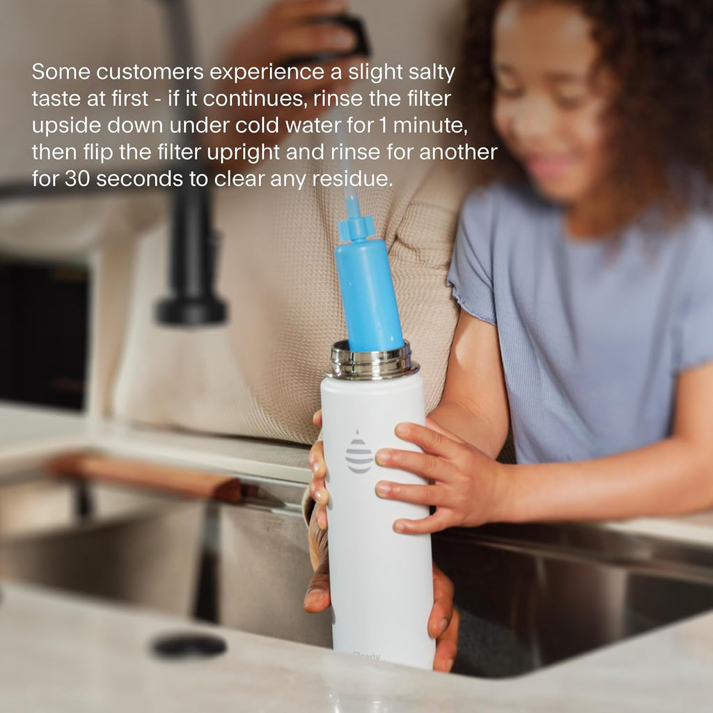 Clearly Filtered Water Bottle | Removes 200+ Contaminants, Double-Wall Insulated Stainless Steel, BPA/BPS Free, Phthalate Free, Filters Flouride Lead Chlorine (16oz, Sky Blue)