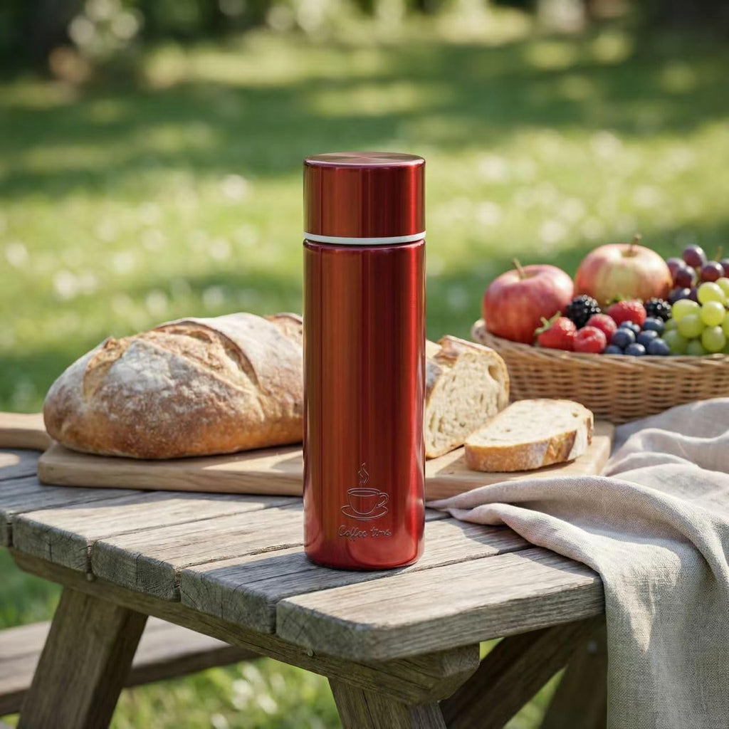 Mini WaterBottle, 5oz, Slim Stainless Steel, Small Insulated Coffee bottle, Small Tumbler, Mini Flask Keeps Drink Cold and Hot, Leak Proof Bottles for Purse, Lunch Bag,Coffee, BPA Free (Red)
