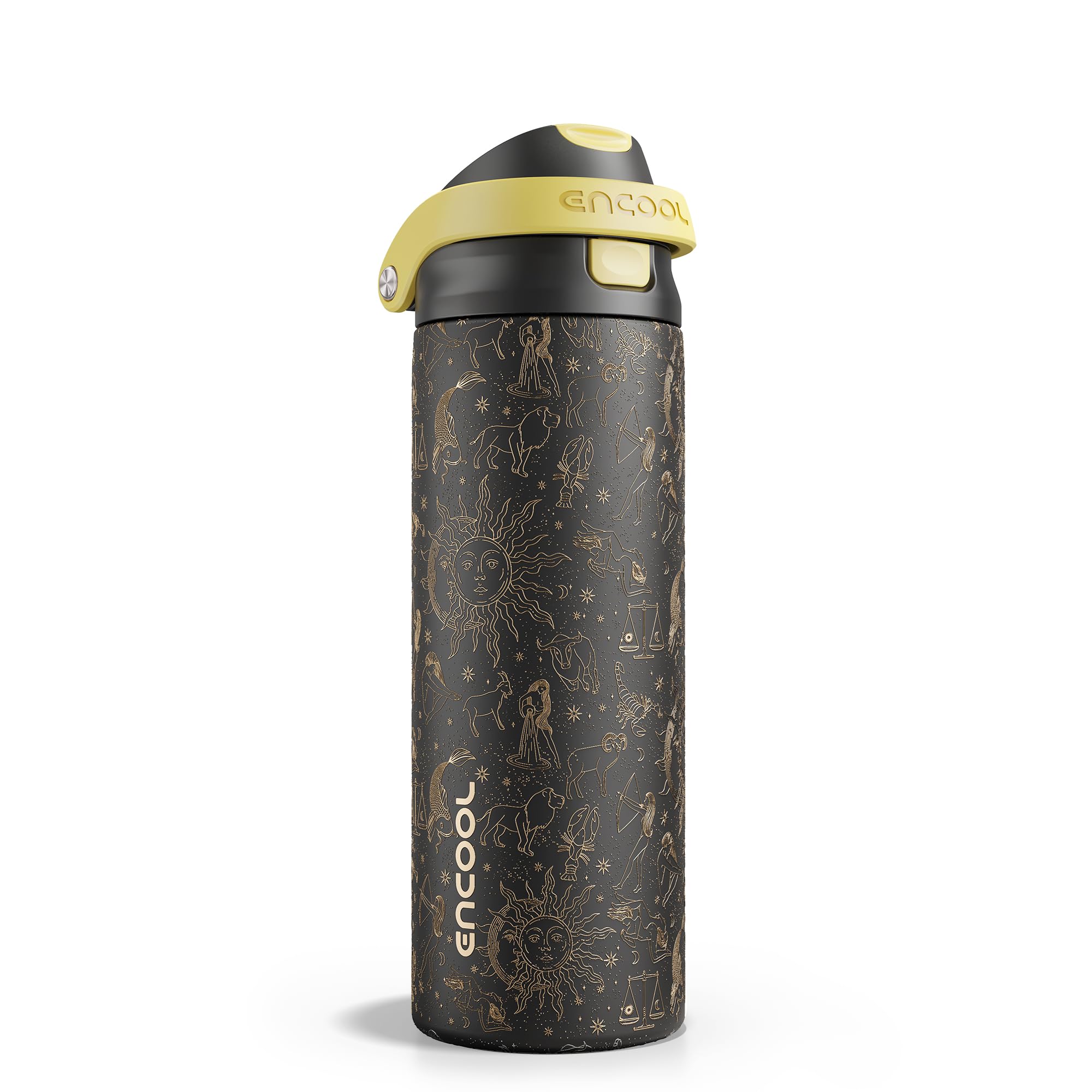 ENCOOL Leakproof Insulated Water Bottle with Straw Dual-Sip Water Bottle Bag-Safe Design for Work, Commute & Gym – Keeps Drinks Cold All Day, 24 oz, Powder Blue