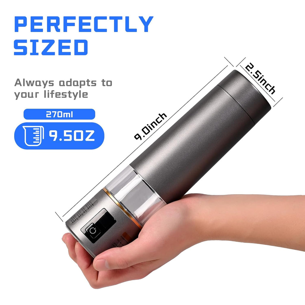 Hydrogen Water Bottle, H2 Certified SPE/PEM Technology, Up to 6000 PPB, 12-Hour Hydrogen Retention, 270ml Portable Hydrogen Water Bottle, Suitable for Home, Office, Gym, Outdoor Sports